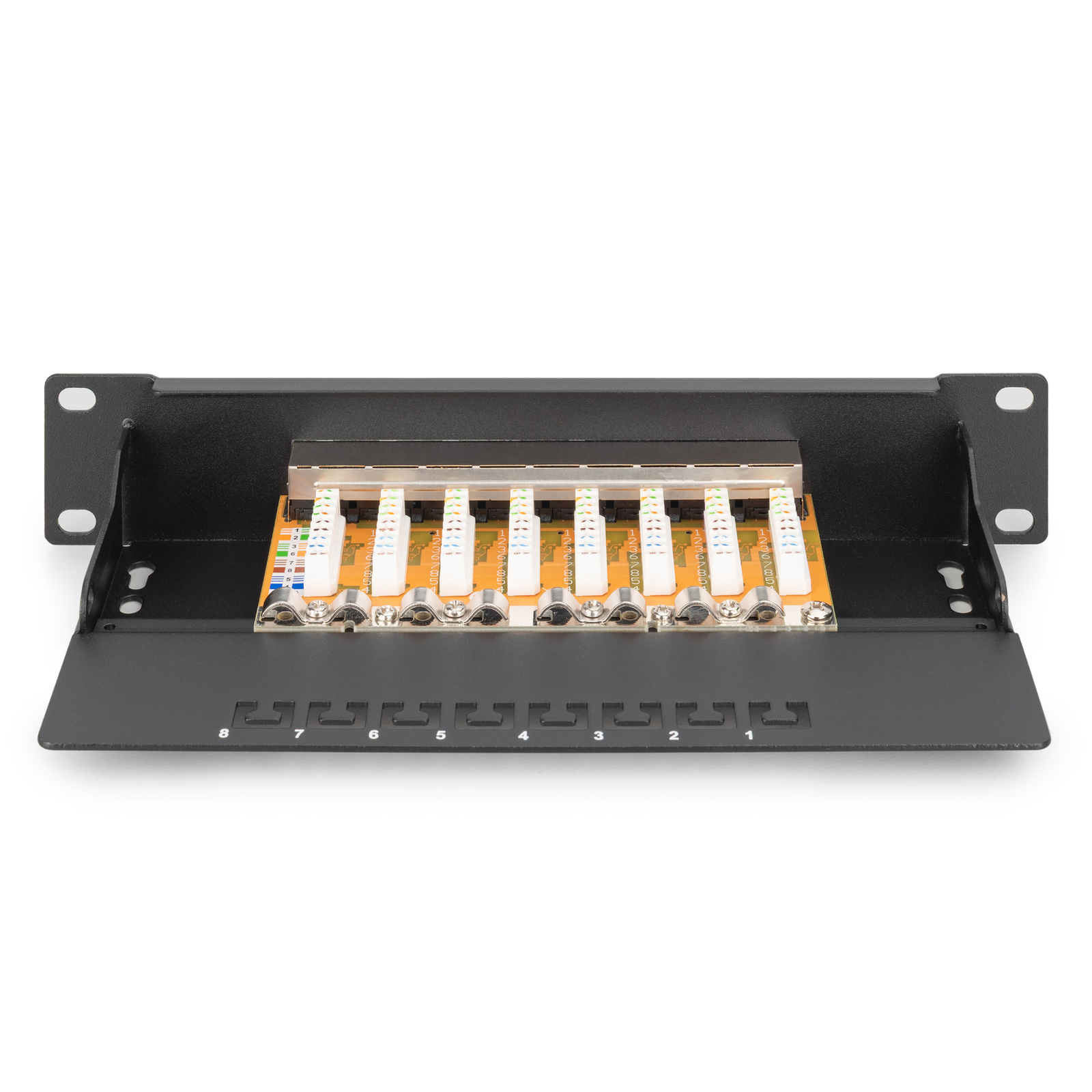 DIGITUS Patchpanel 1U 8-Port Cat6 ClassE Shielded Black