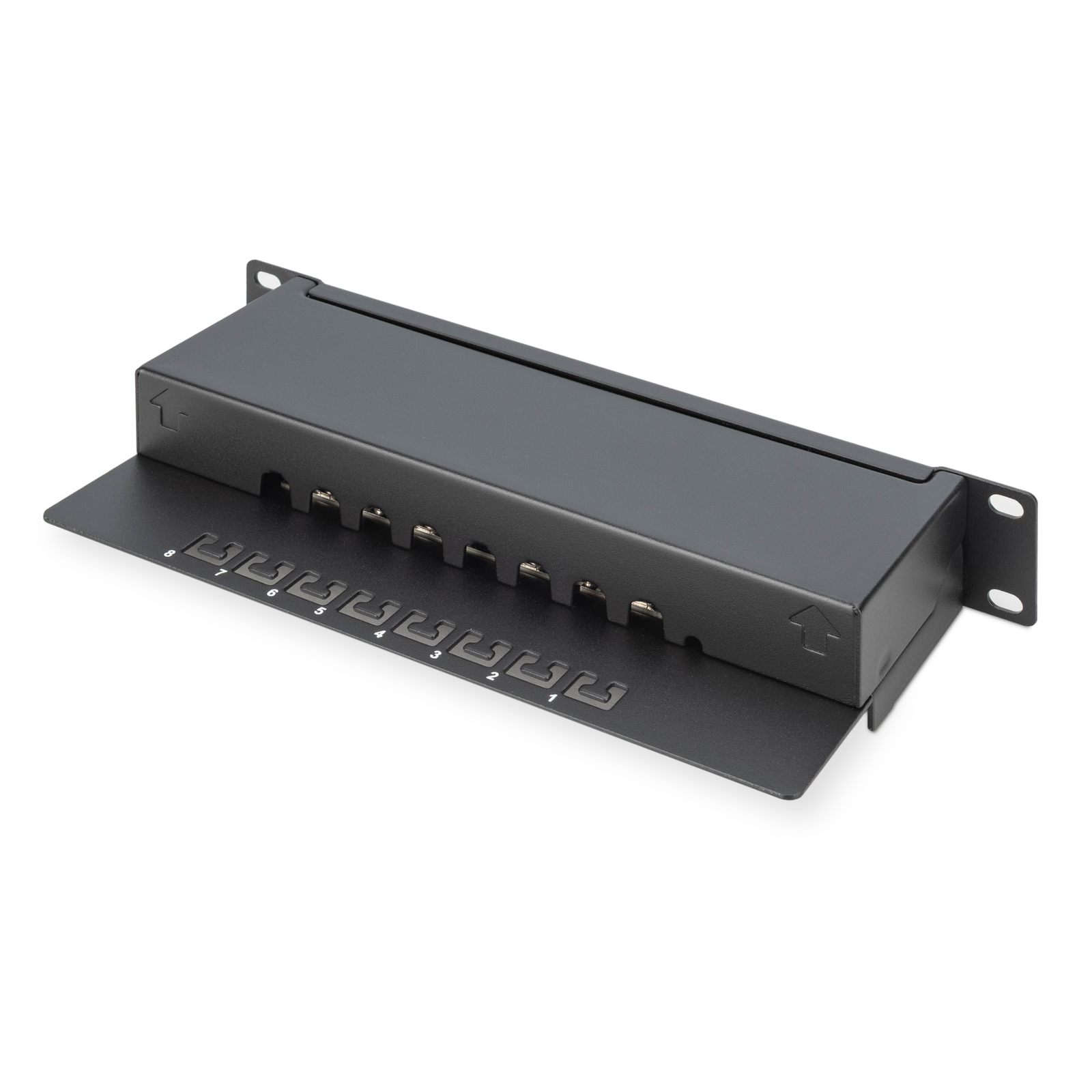 DIGITUS Patchpanel 1U 8-Port Cat6 ClassE Shielded Black