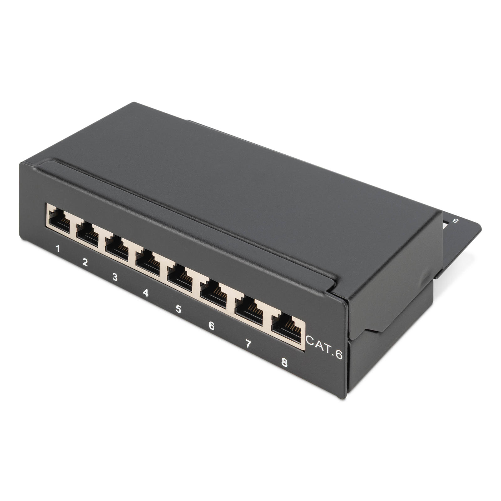 DIGITUS Patchpanel 1U 8-Port Cat6 Shielded Black