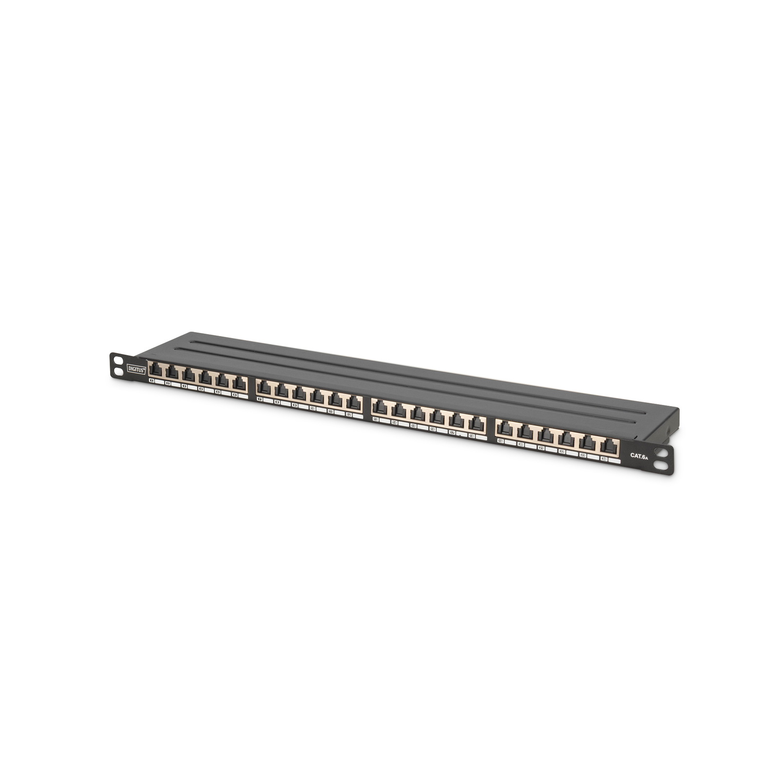 DIGITUS Patchpanel 0,5U 24-Port Cat6a Shielded Black