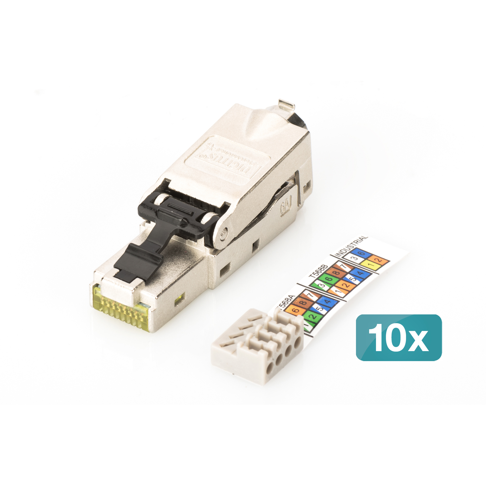 Digitus CAT 6A Field Plug STP with Dust Cap Kink Predection 10 Pcs.