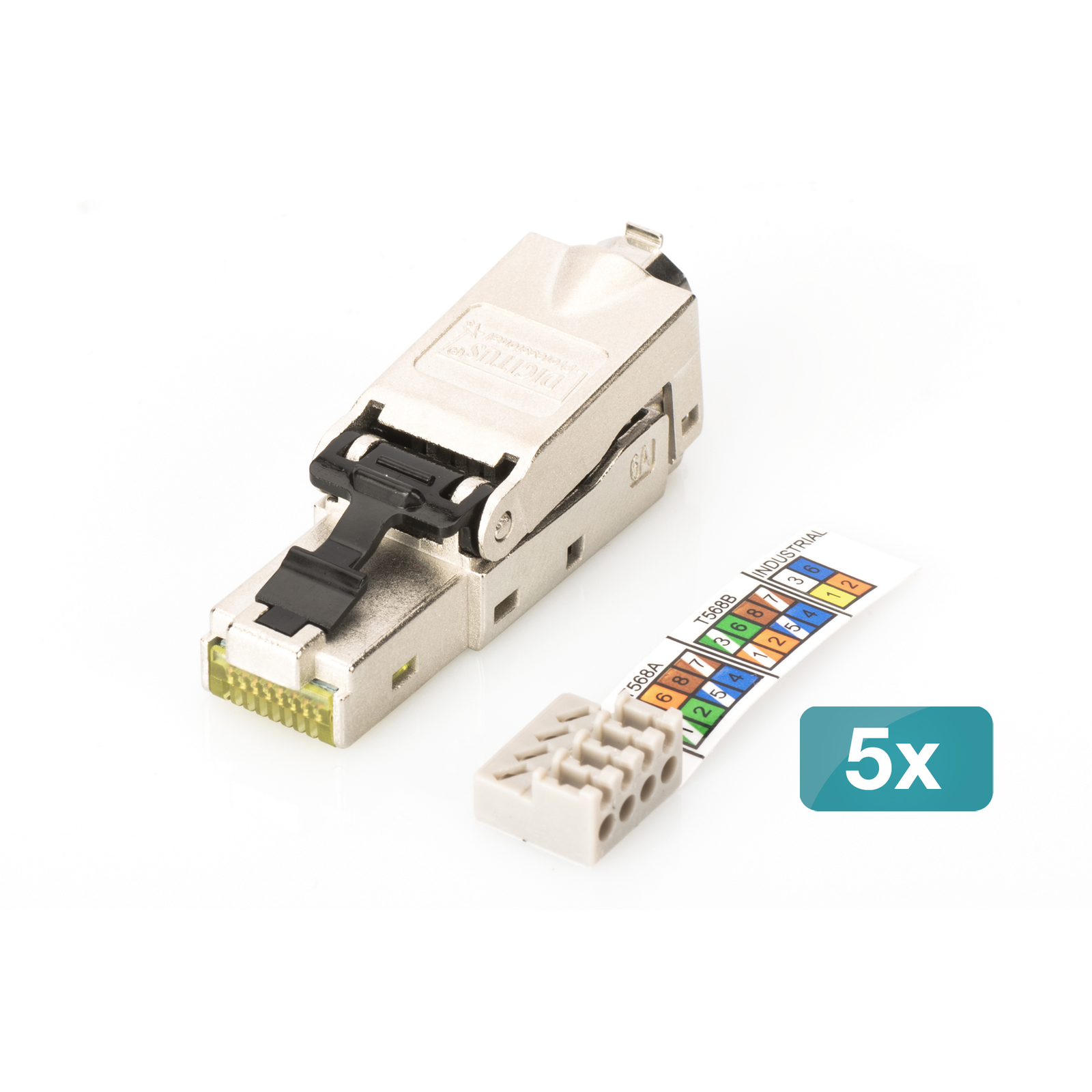 Digitus CAT 6A Field Connector STP with Dust Cap Kink Predection 5 Pcs.