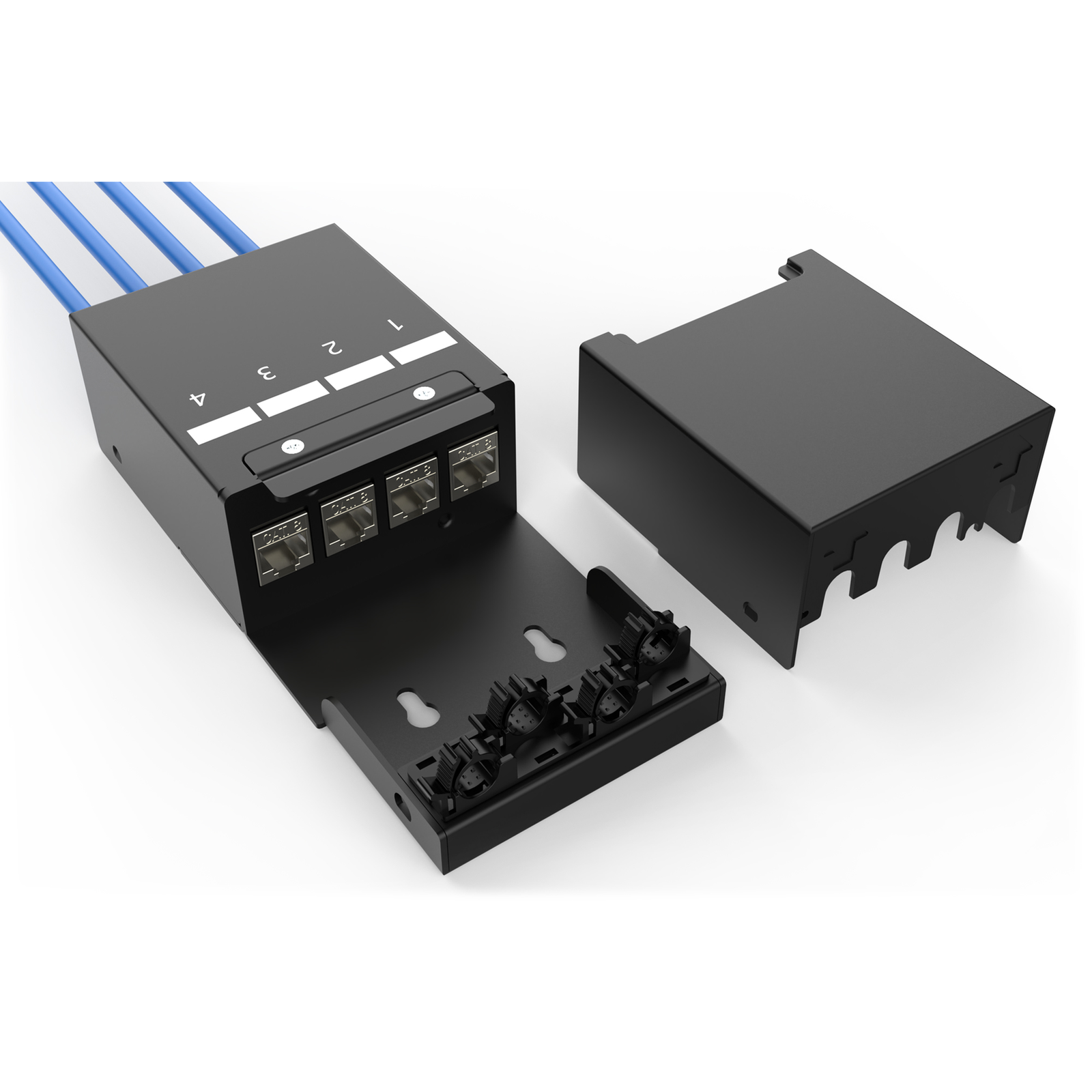 DIGITUS Consolidation Point Box 4-port Keystone Modules with Intelligent Cable Manager