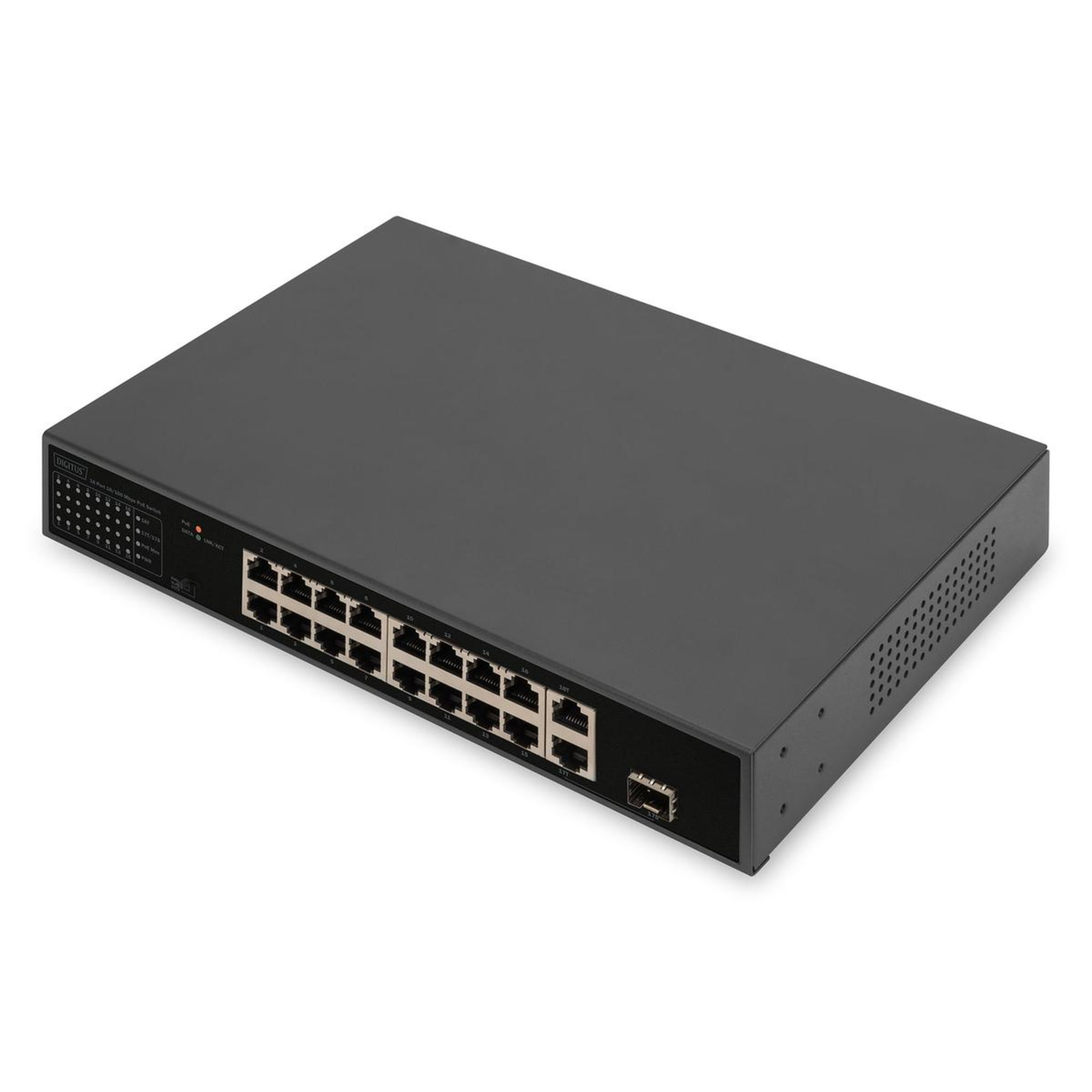 Digitus Switch 16-Port 10 100 32W PoE Black