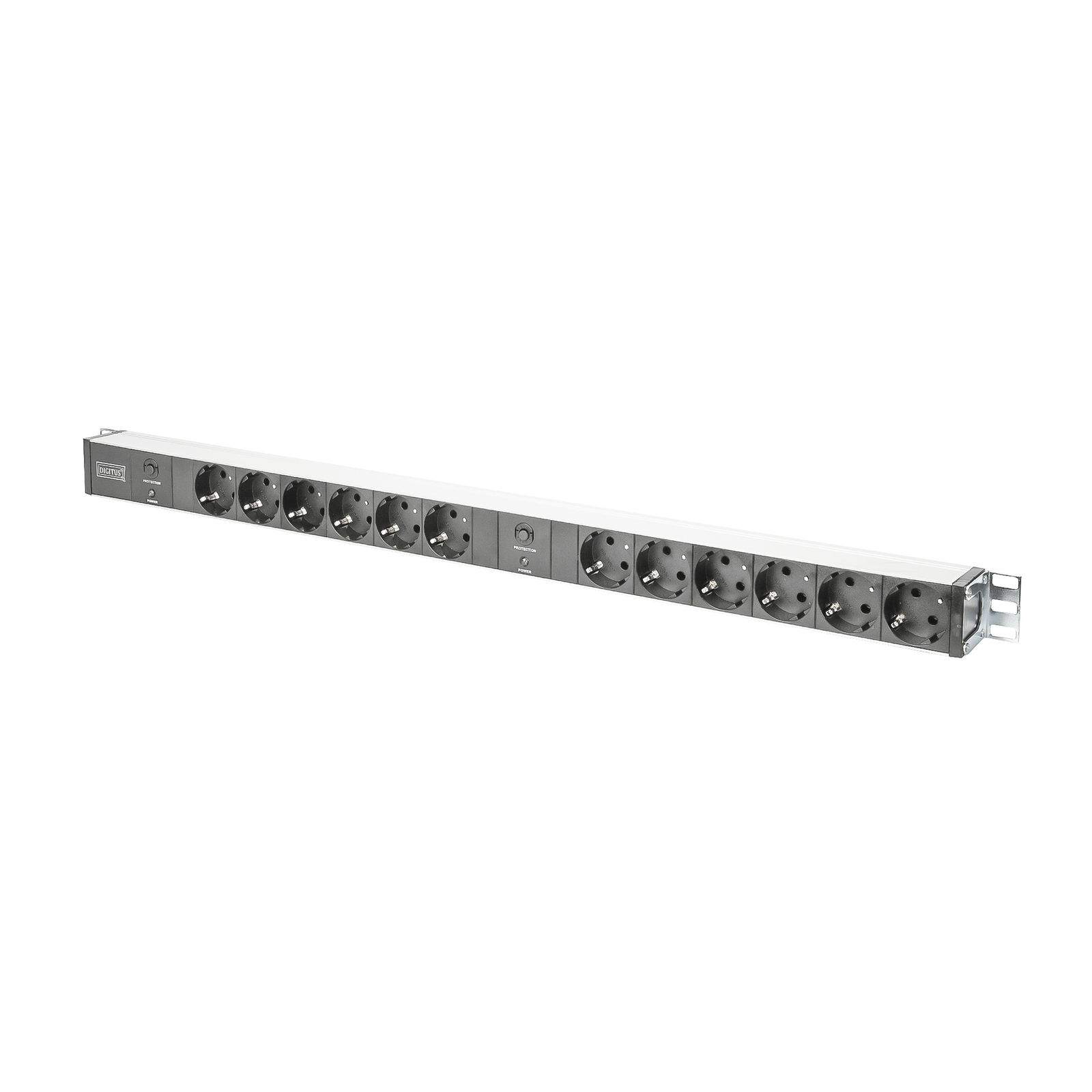 Digitus Multiple Socket Outlet 12-way Oil Predection Aluminium 2m Supply Cable