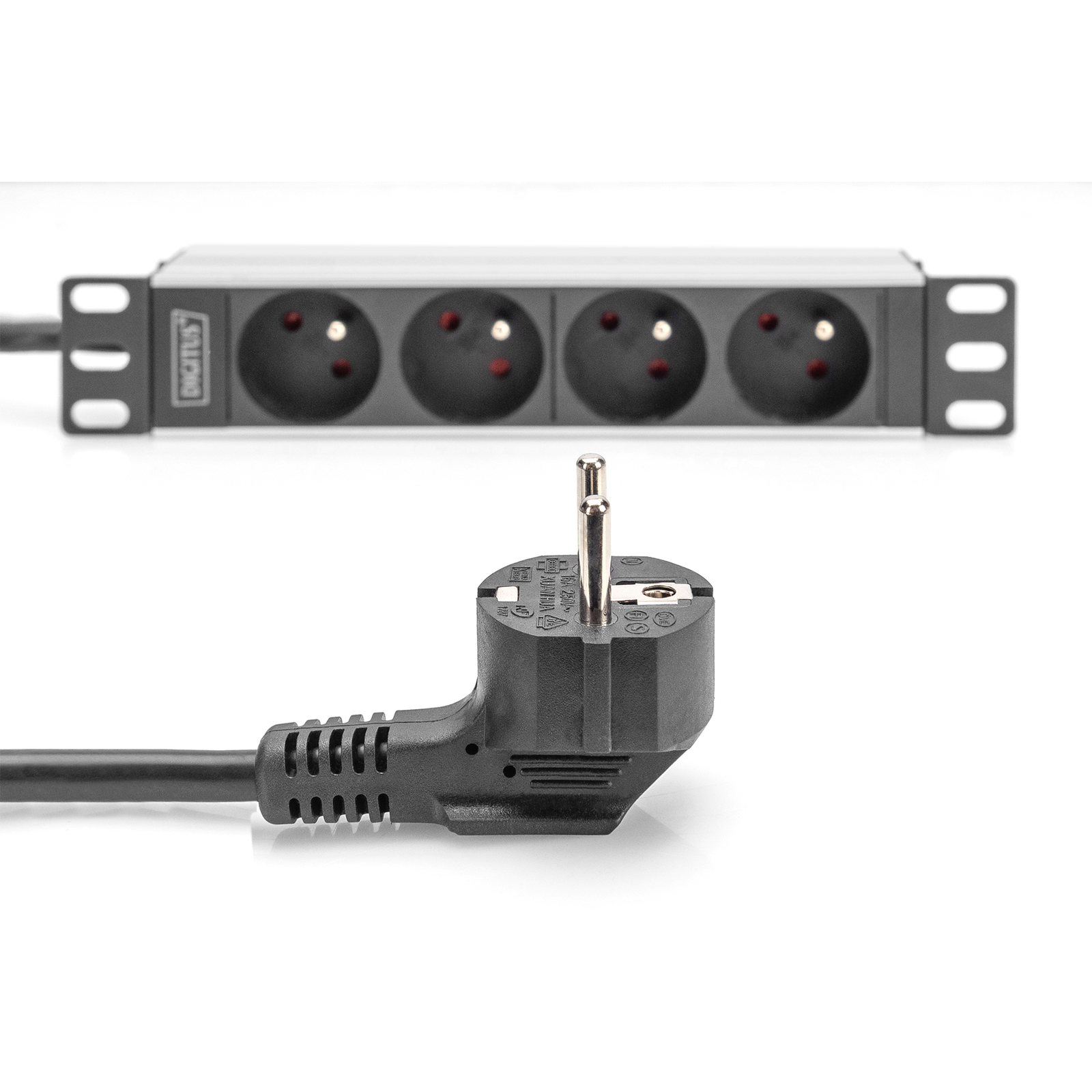 Digitus 10 Inch Socket Strip with Aluminum Profile 4-way CEE 7/5 Sockets