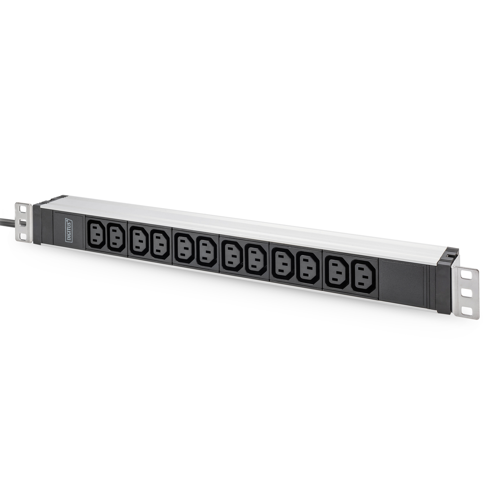 Digitus Socket Strip with Aluminium Profile 12-way 2 M Supply Cable with Earthing Contact Plug