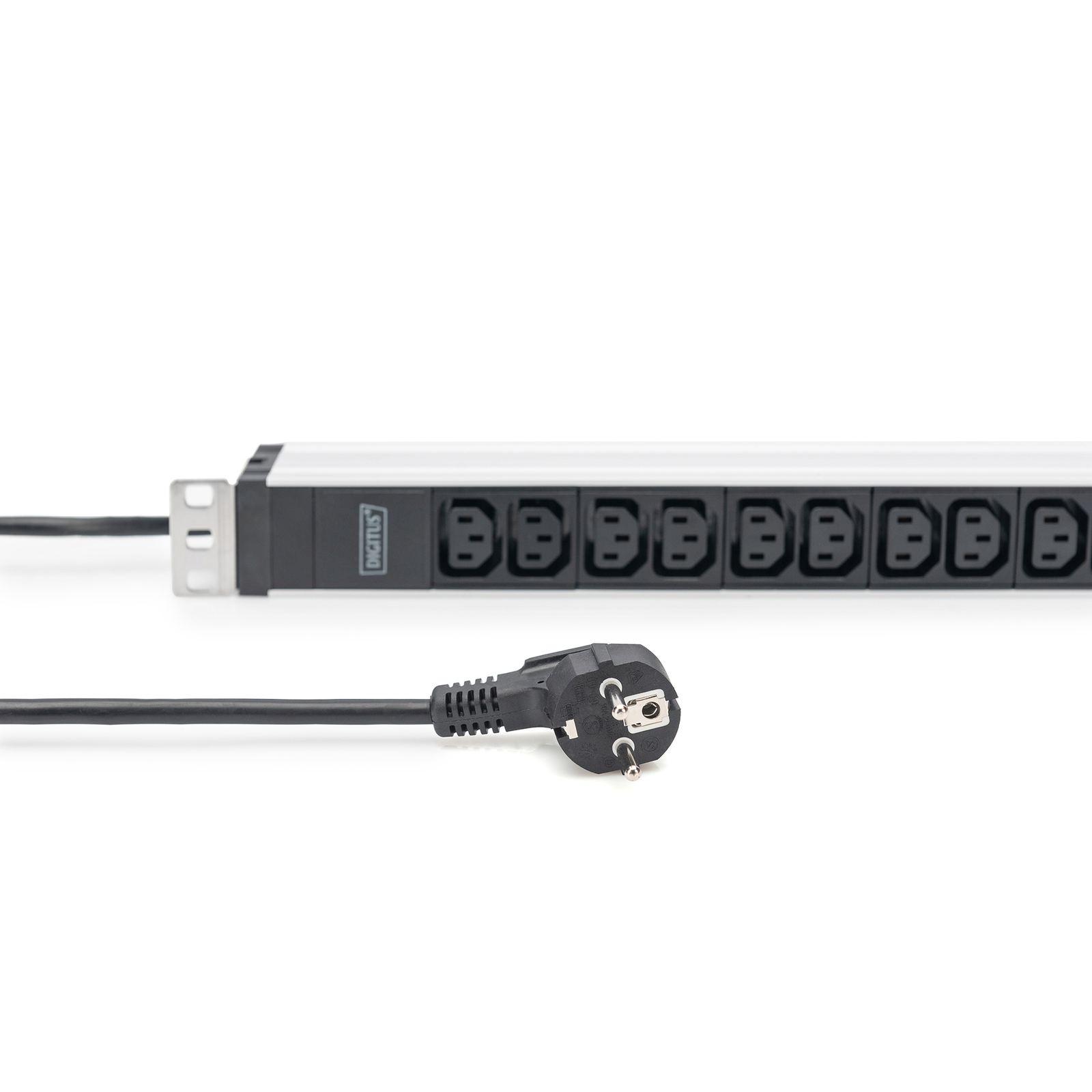 Digitus Socket Strip with Aluminium Profile 12-way 2 M Supply Cable with Earthing Contact Plug