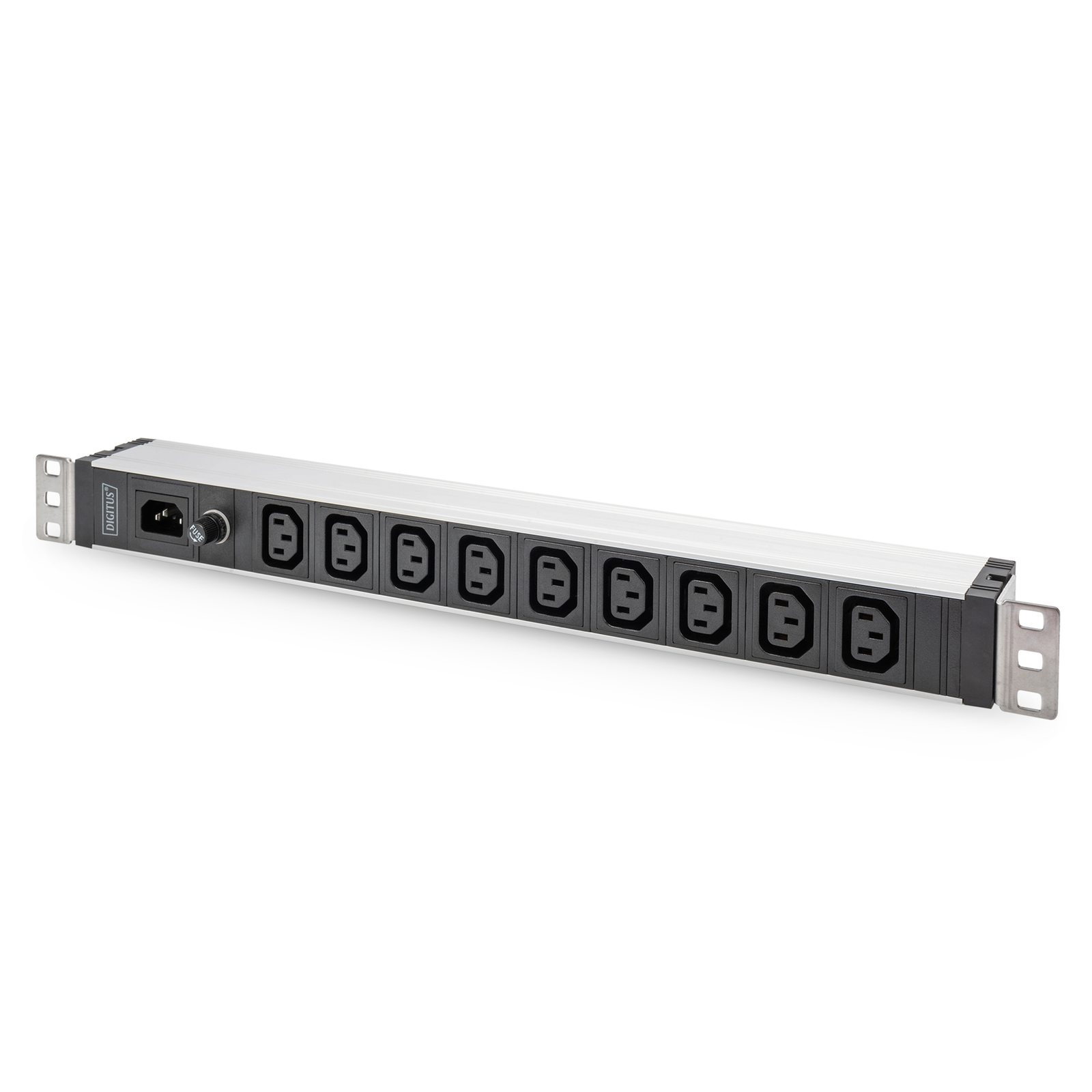 DIGITUS 1U Aluminum PDU Rackmountable 9x C13 10A 230VAC 50/60Hz IEC C14 Inlet 10A Fuse