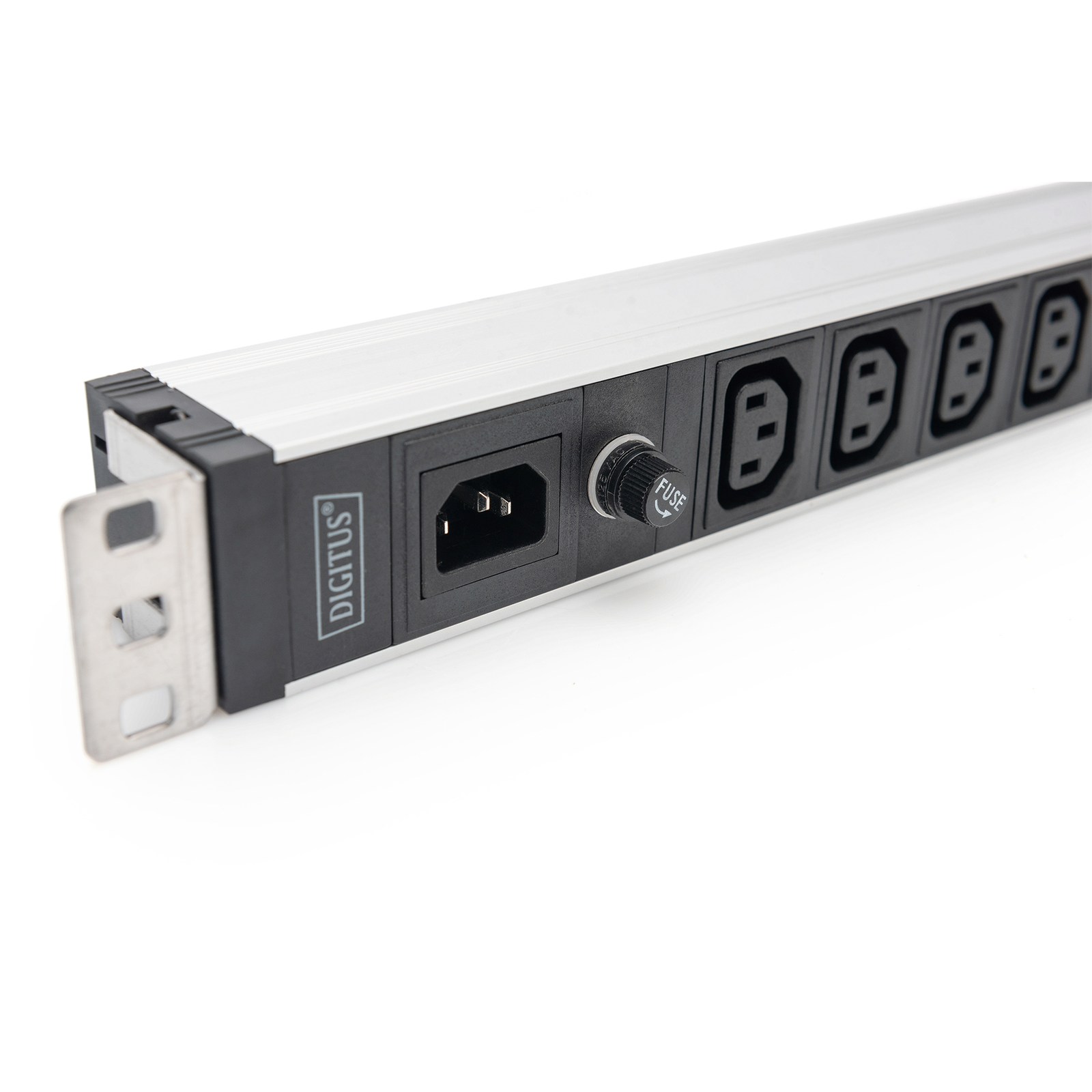 DIGITUS 1U Aluminum PDU Rackmountable 9x C13 10A 230VAC 50/60Hz IEC C14 Inlet 10A Fuse