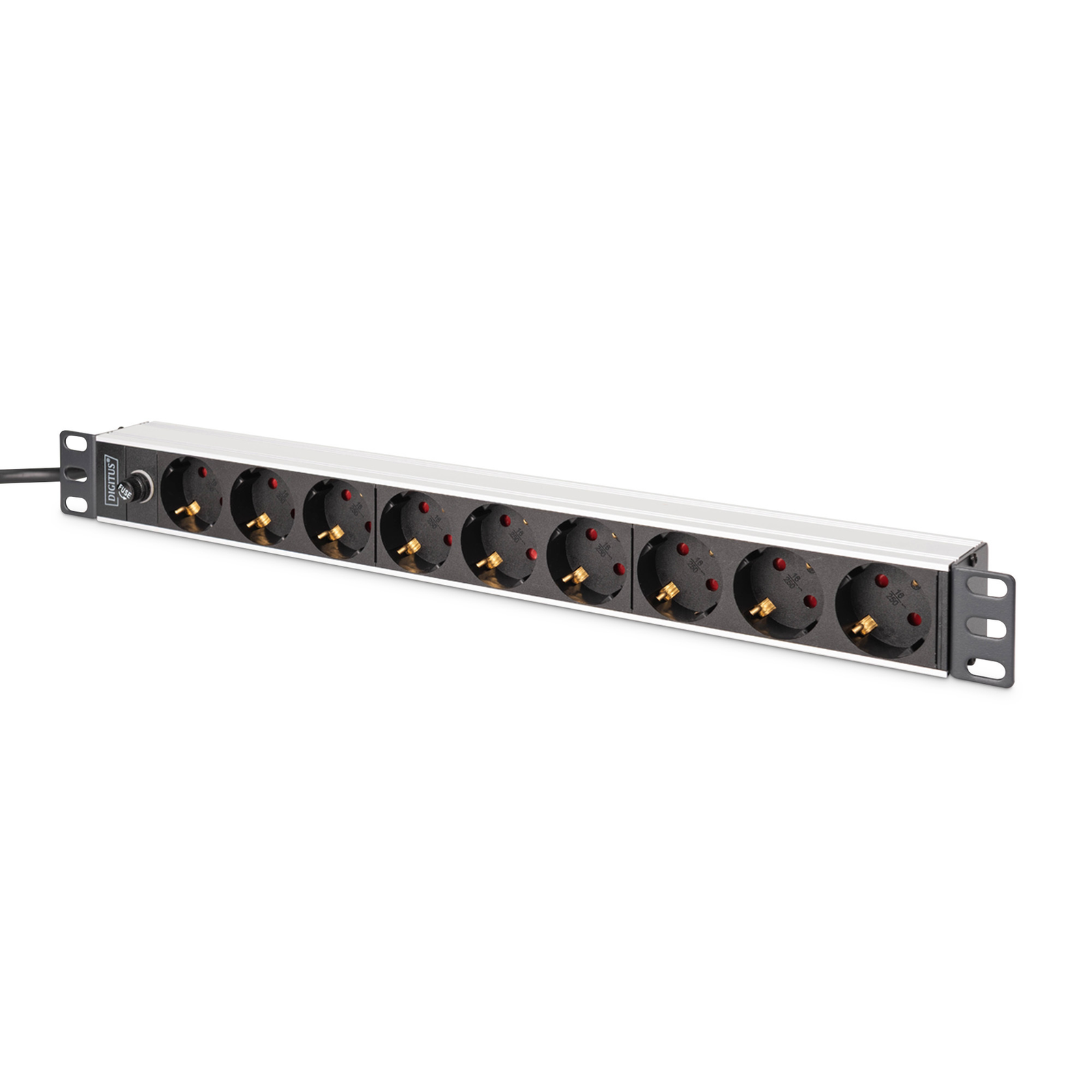 Digitus Power Strip Aluminium Profile And Pre-fuse 9-way Safety Socket 2 M Supply Cable IEC C14 Plug
