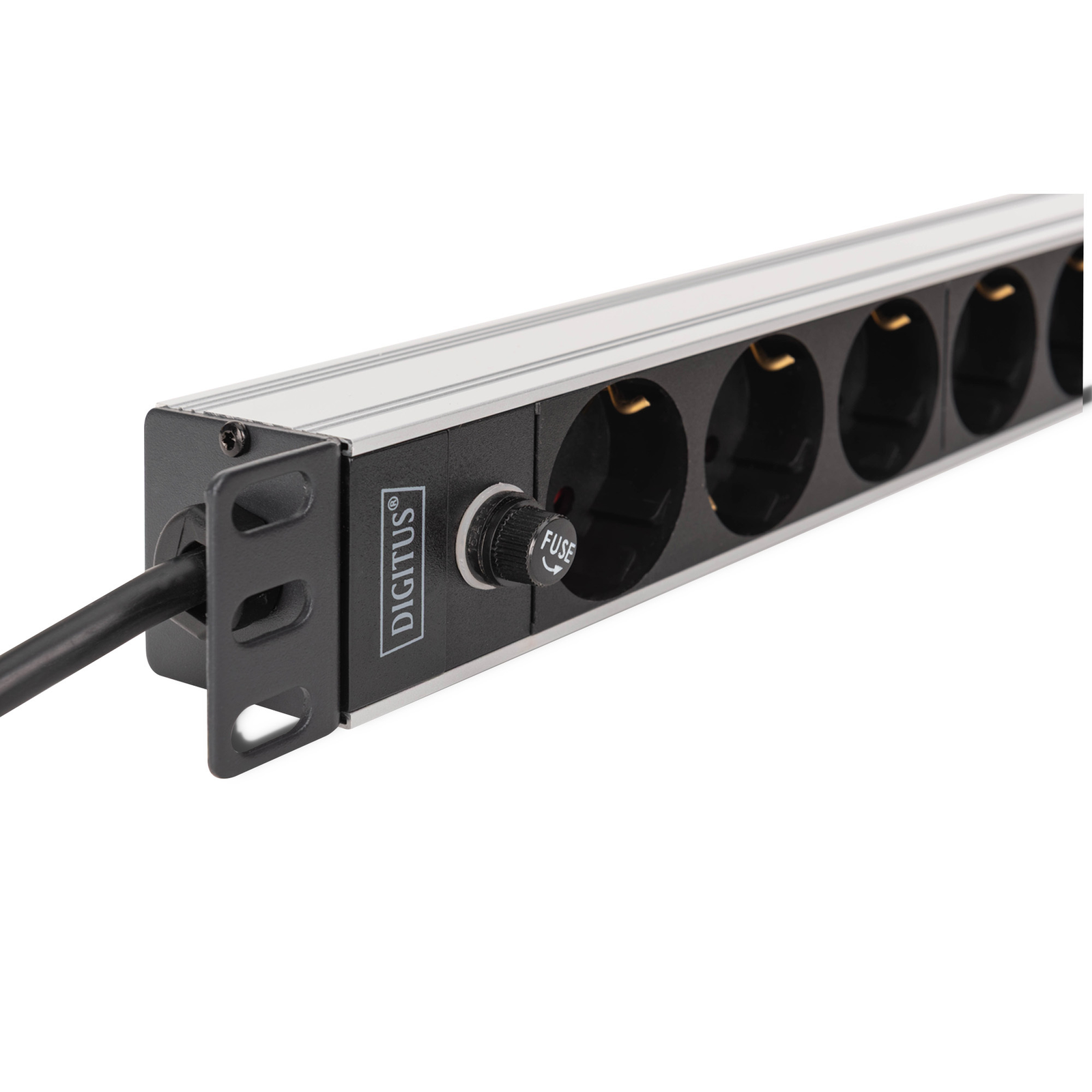 Digitus Power Strip Aluminium Profile And Pre-fuse 9-way Safety Socket 2 M Supply Cable IEC C14 Plug