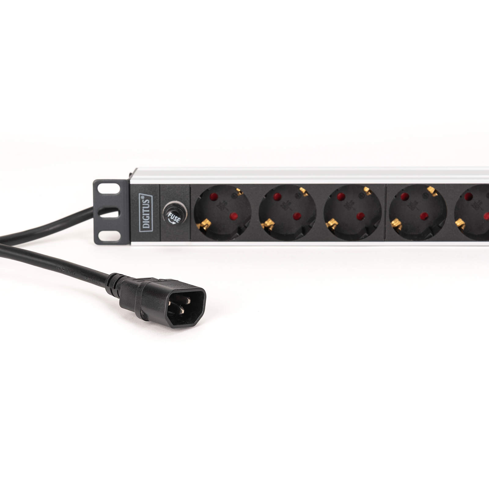 Digitus Power Strip Aluminium Profile And Pre-fuse 9-way Safety Socket 2 M Supply Cable IEC C14 Plug