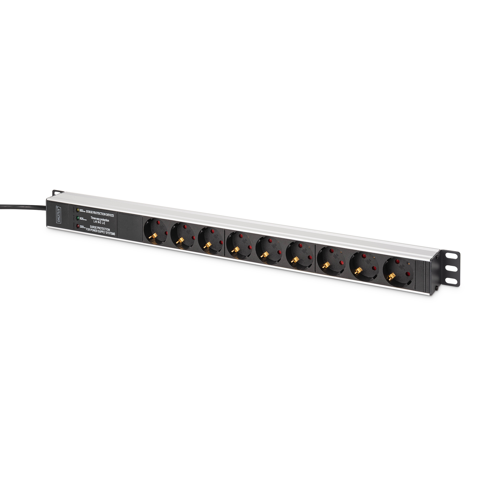 Digitus Power Stripalu Profile And Surge Predection Integrated Mains Filter 9-way Safety Socket