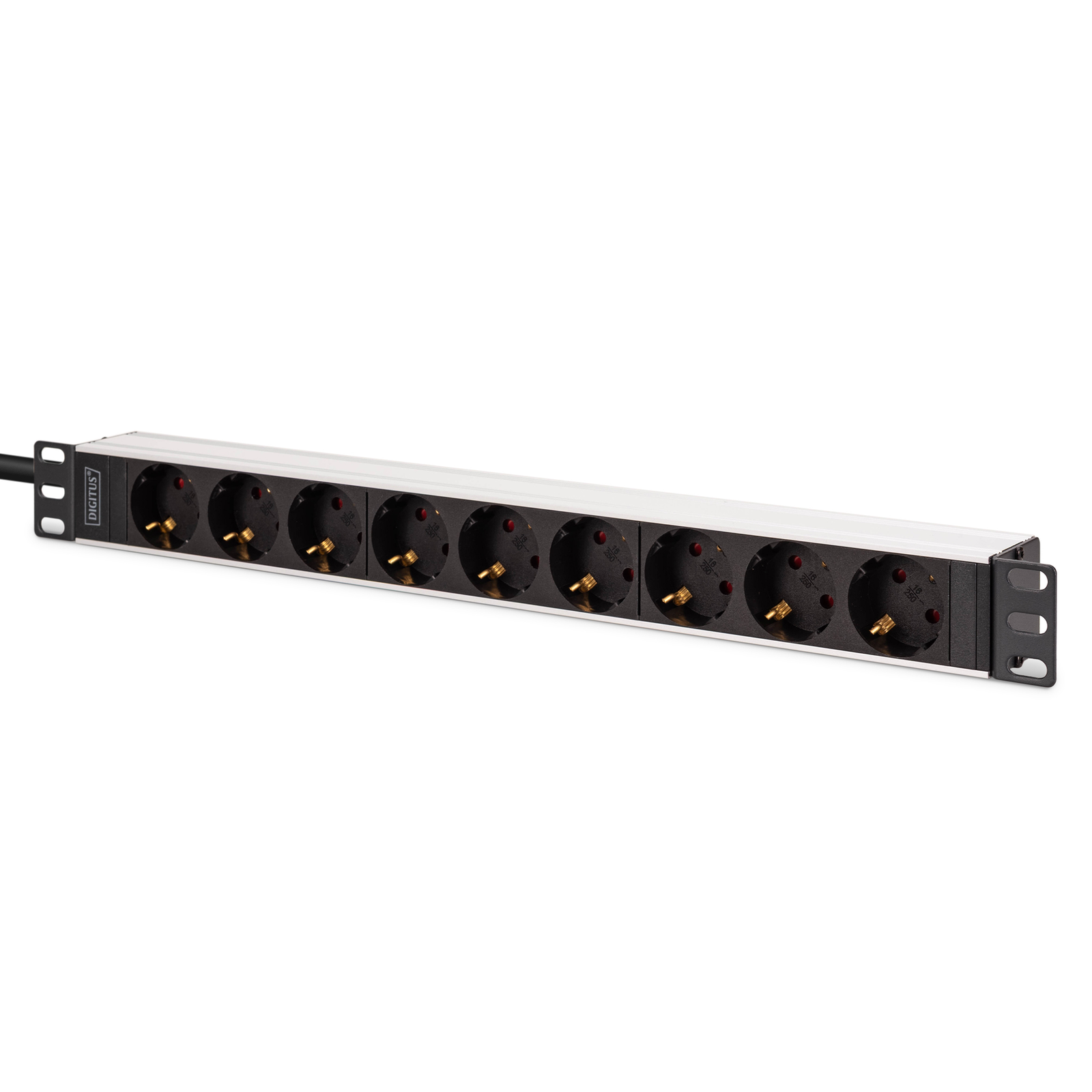 DIGITUS 1U Aluminium PDU Rackmount 8x Safety Outlet 1x Outlet (offline) UPS 19inch (DN-95440)
