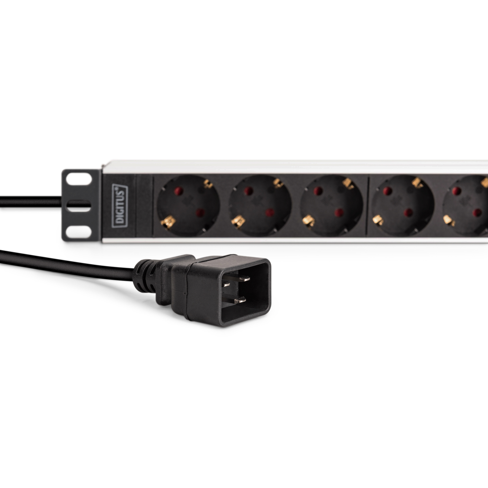 DIGITUS 1U Aluminium PDU Rackmount 8x Safety Outlet 1x Outlet (offline) UPS 19inch (DN-95440)