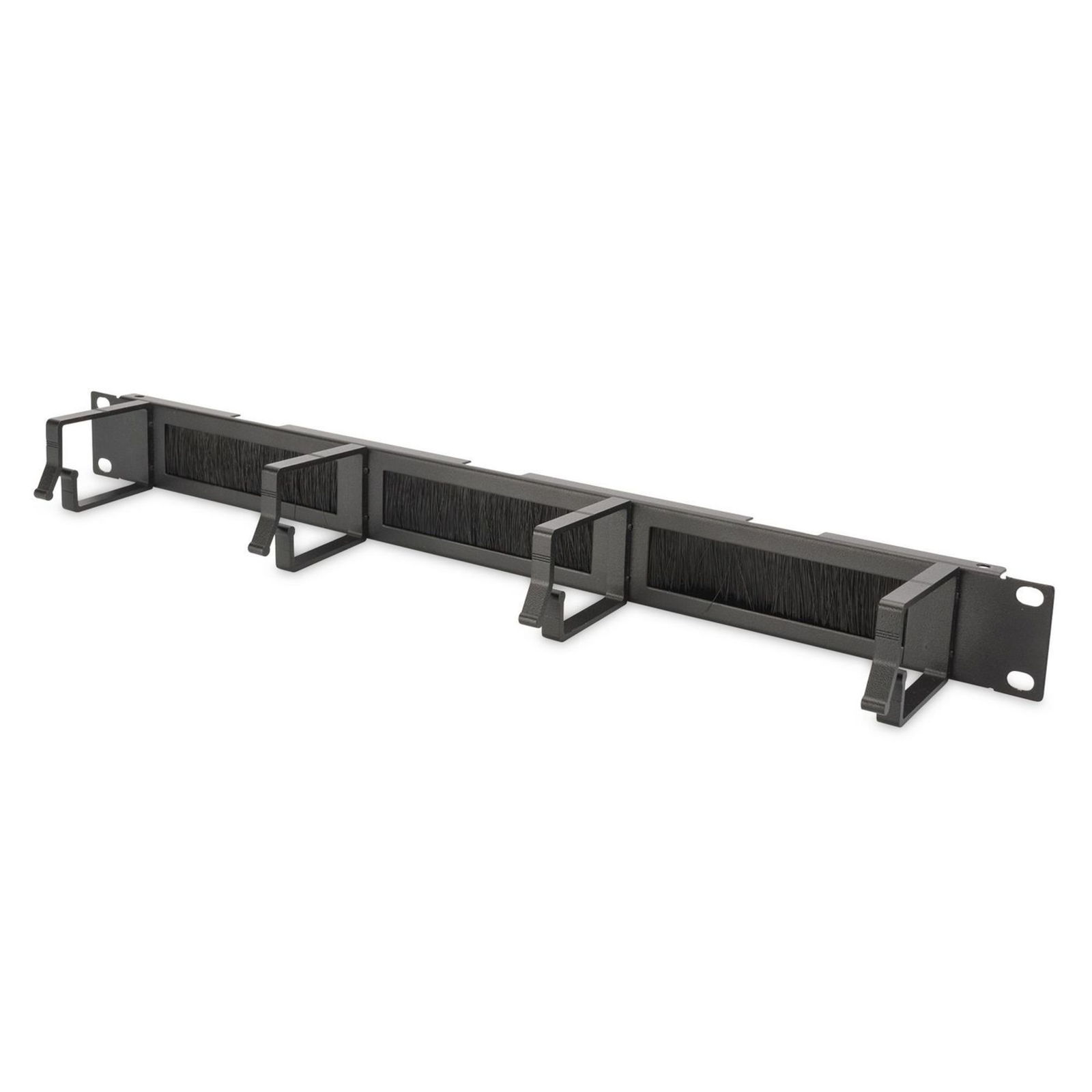 Digitus 1U Cable Management Panel with Brush Entries 4x Aluminum Cable Rings 44x60mm Black