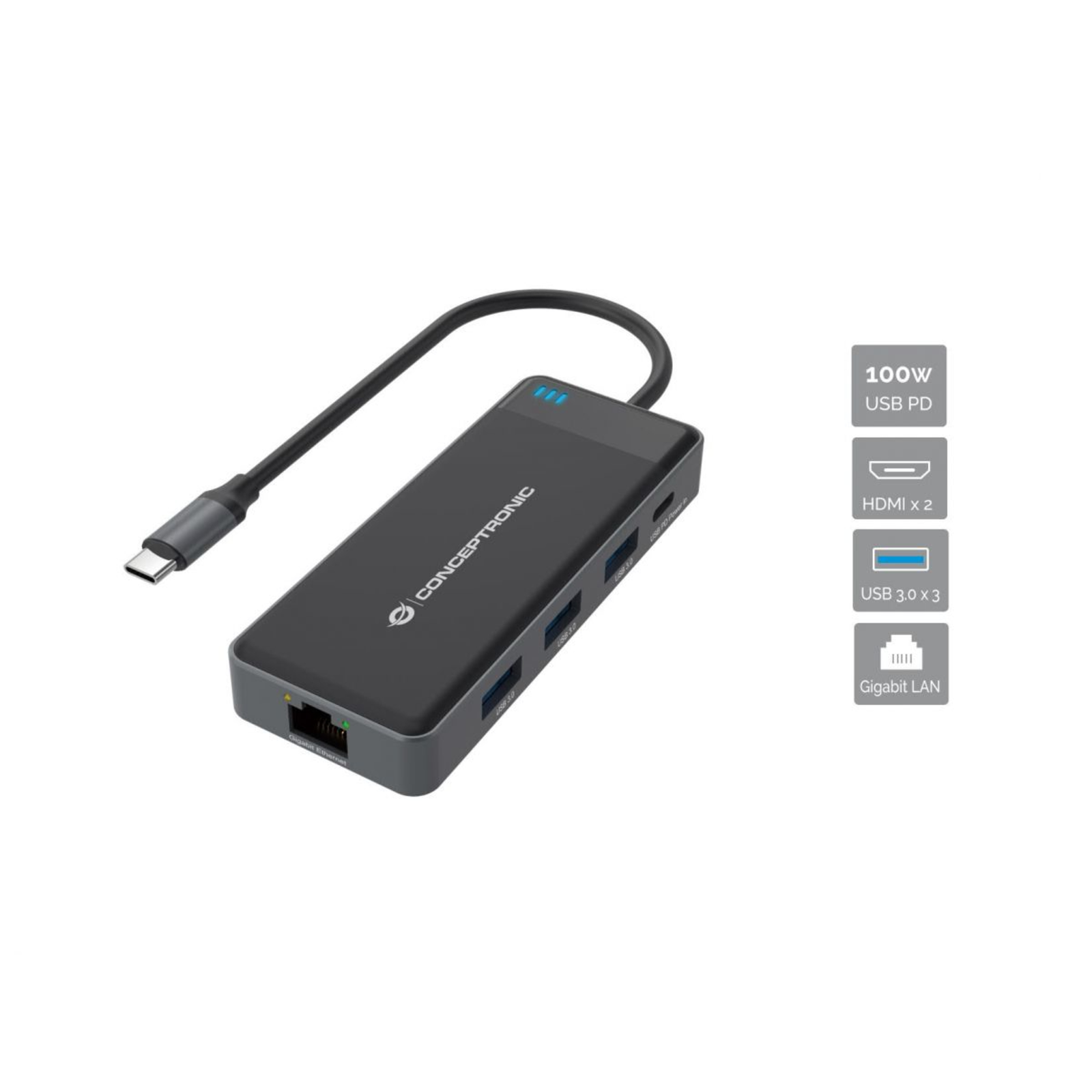 Conceptronic Docking Station USB-C 2 X HDMI