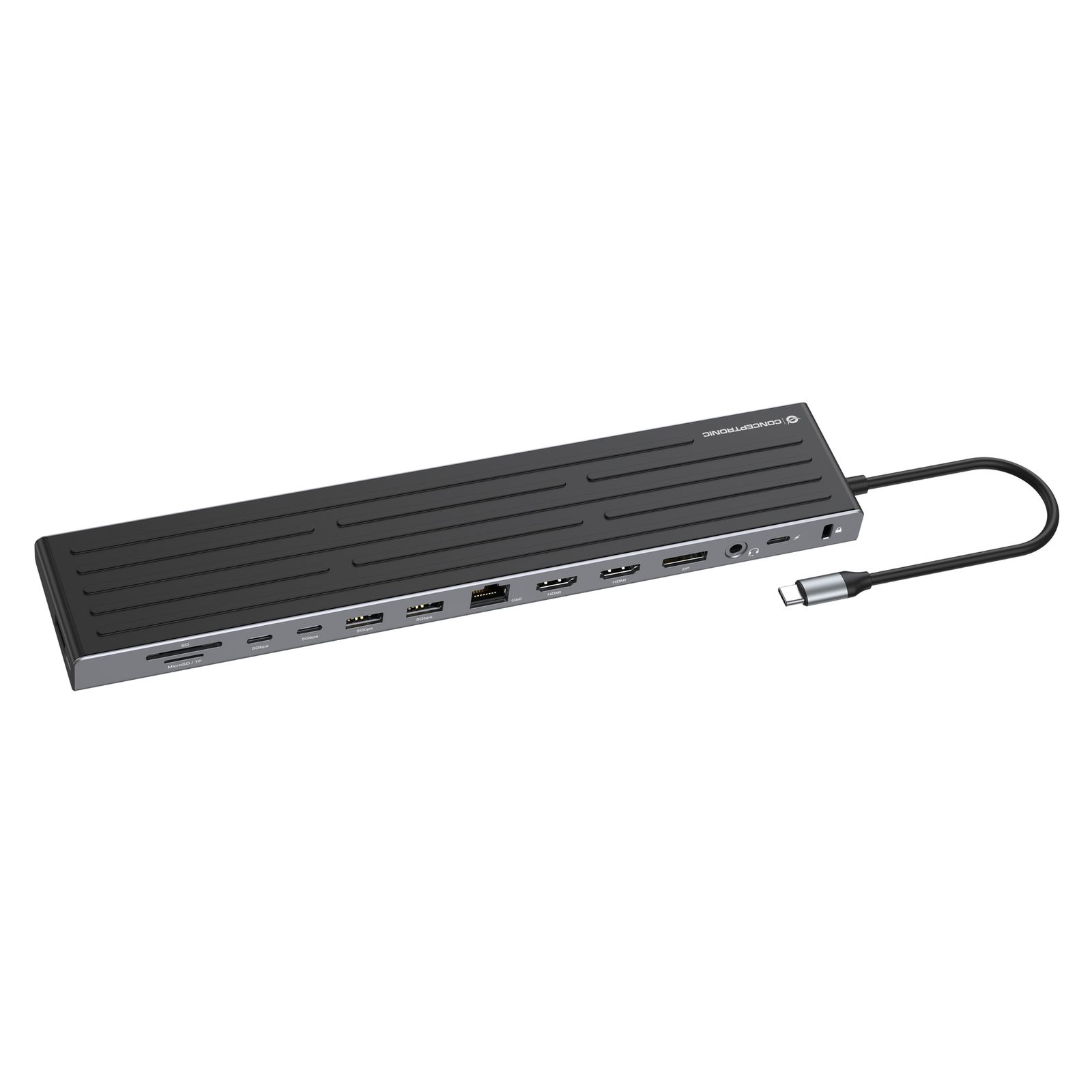 Conceptronic 14-1 Dock USB-C-2xHDMI DP 2xUSB-C 3xUSB-A+ Black