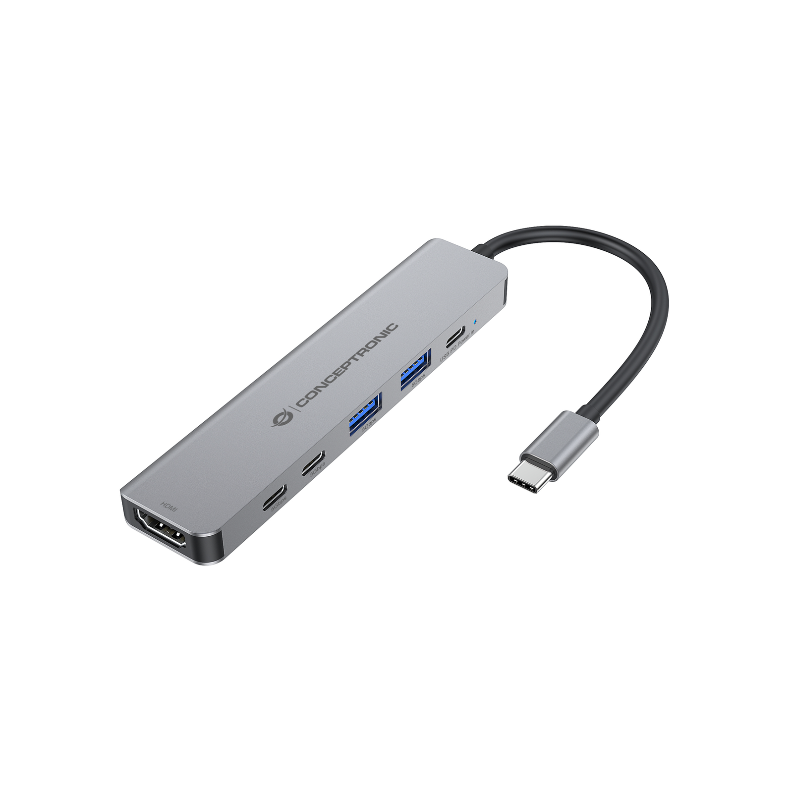 Conceptronic 6-1 Dock USB-C-HDMI 2xUSB-A 3xUSB-C+ 25cm Gr