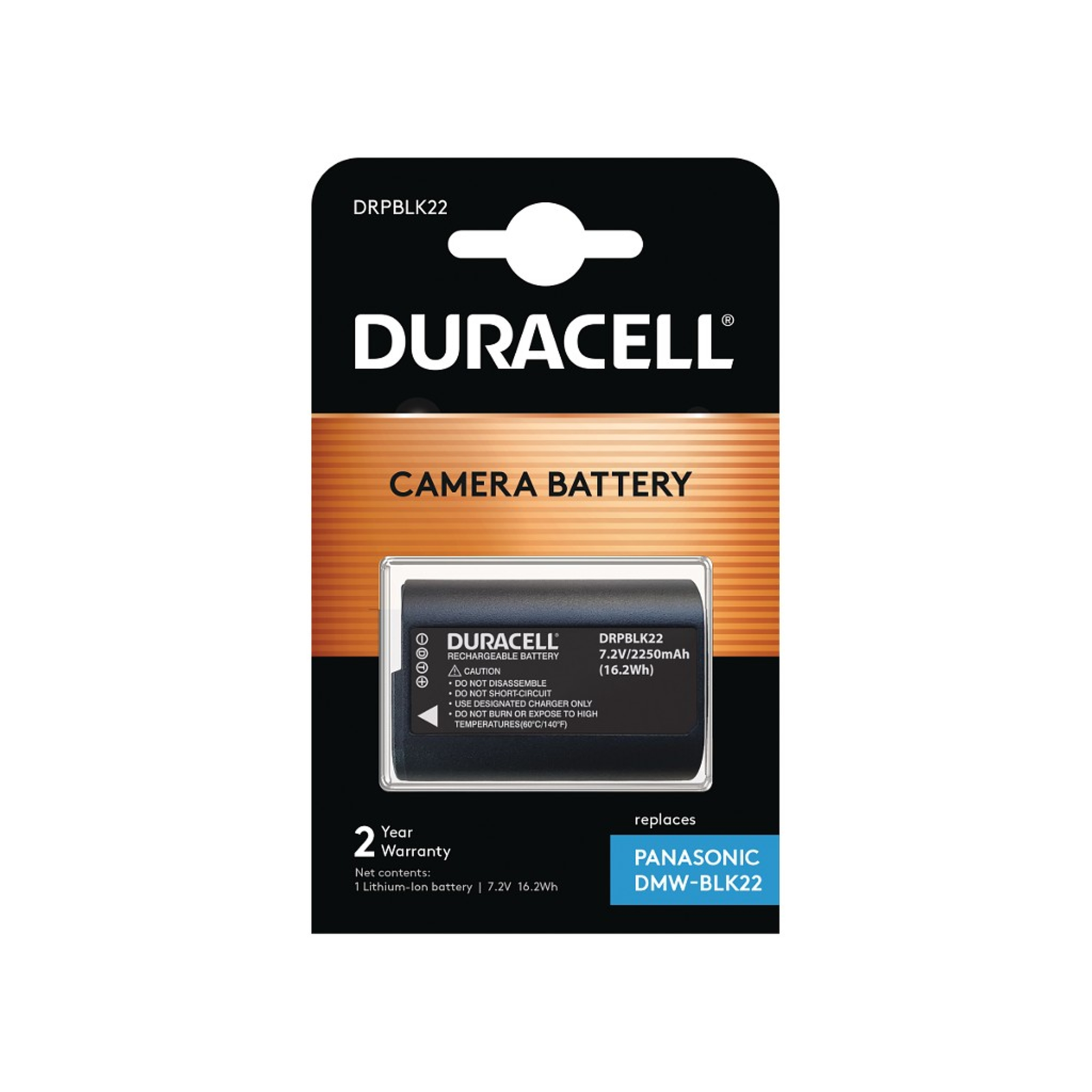 Duracell Camera Battery 7.2V 2250mAh Replace Panasonic DMW-BLK22