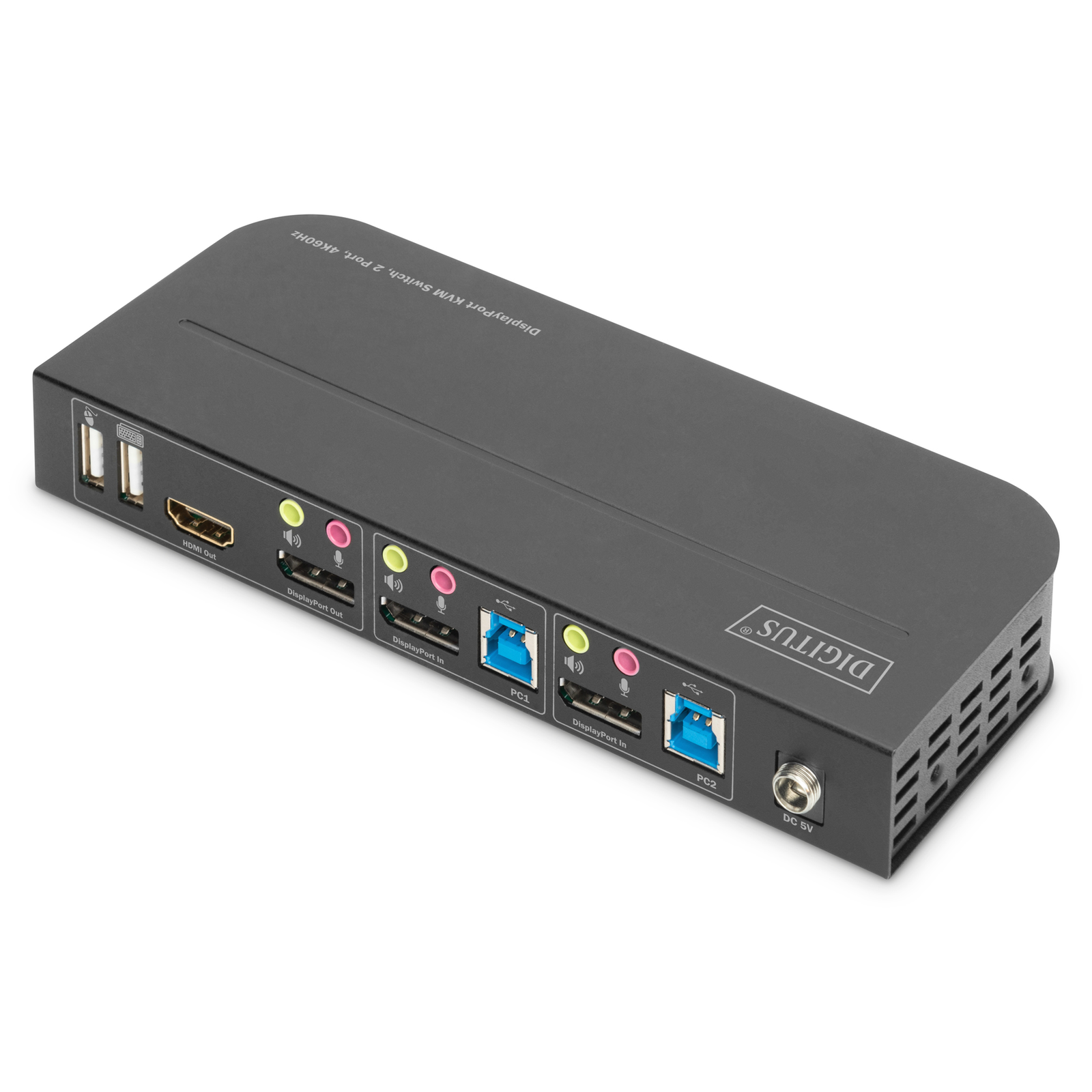 Digitus KVM Switch 2-port 4K60Hz 2xDP in 1xDP HDMI Out