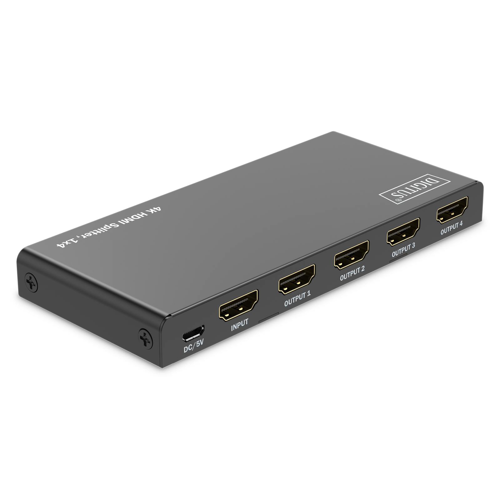Digitus 4K HDMI Splitter 1x4 HDMI 4x HDMI Micro USB 3840 X 2160 Pixels Black Metal