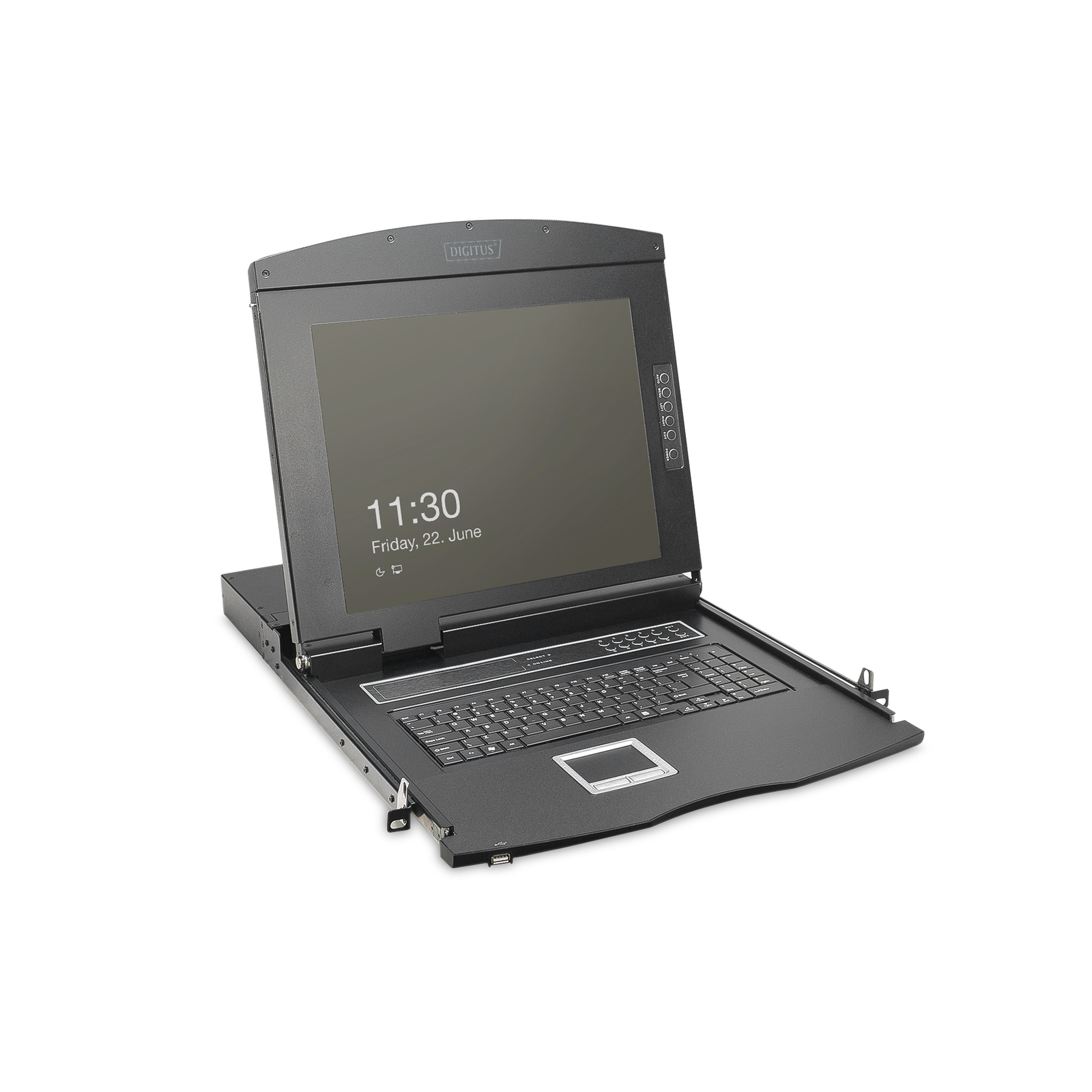 DIGITUS Modular HD LCD KVM Console19inch TFT 16-port VGA Connection Touchpad German Keyboard Layout