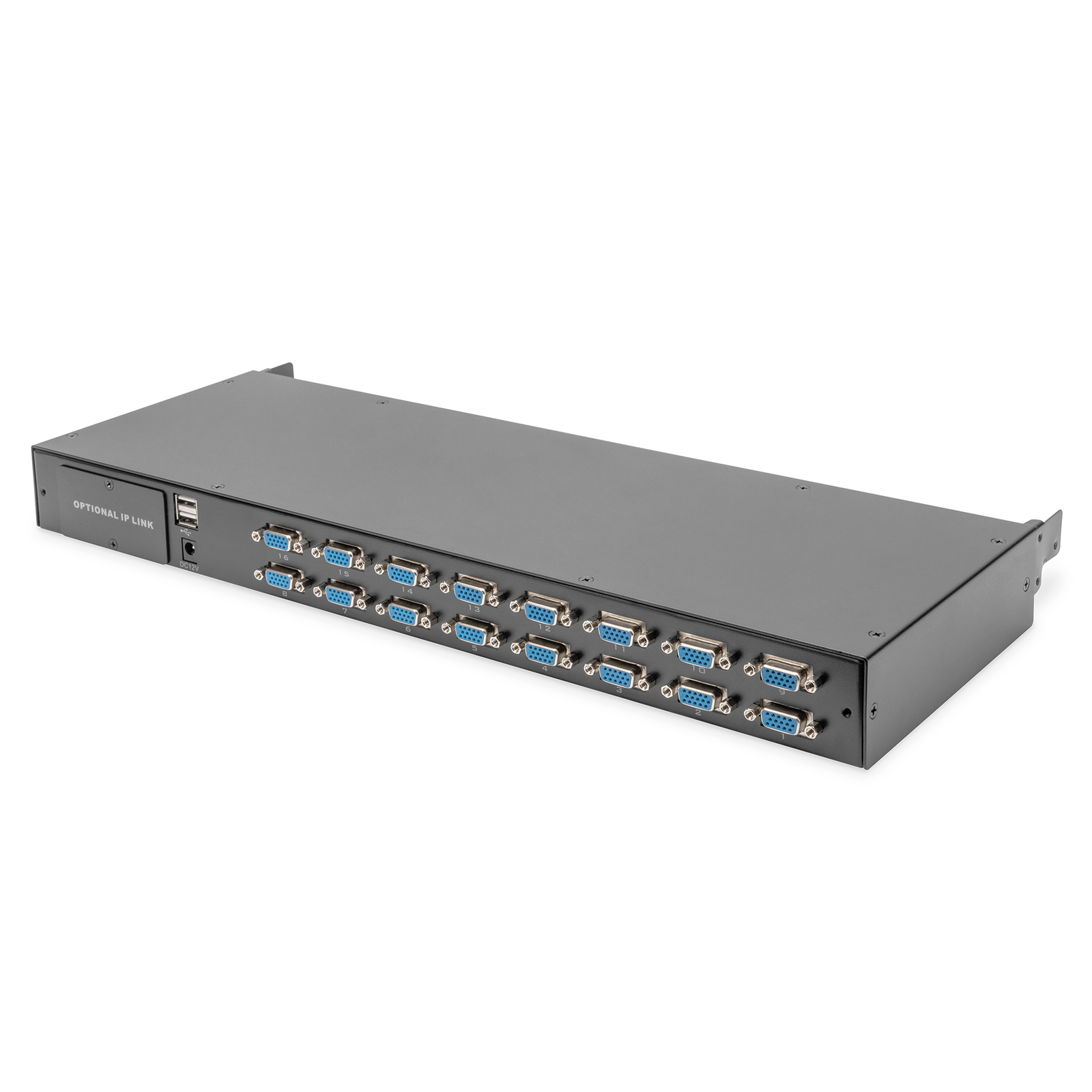 DIGITUS Modular HD LCD KVM Console19inch TFT 16-port VGA Connection Touchpad German Keyboard Layout