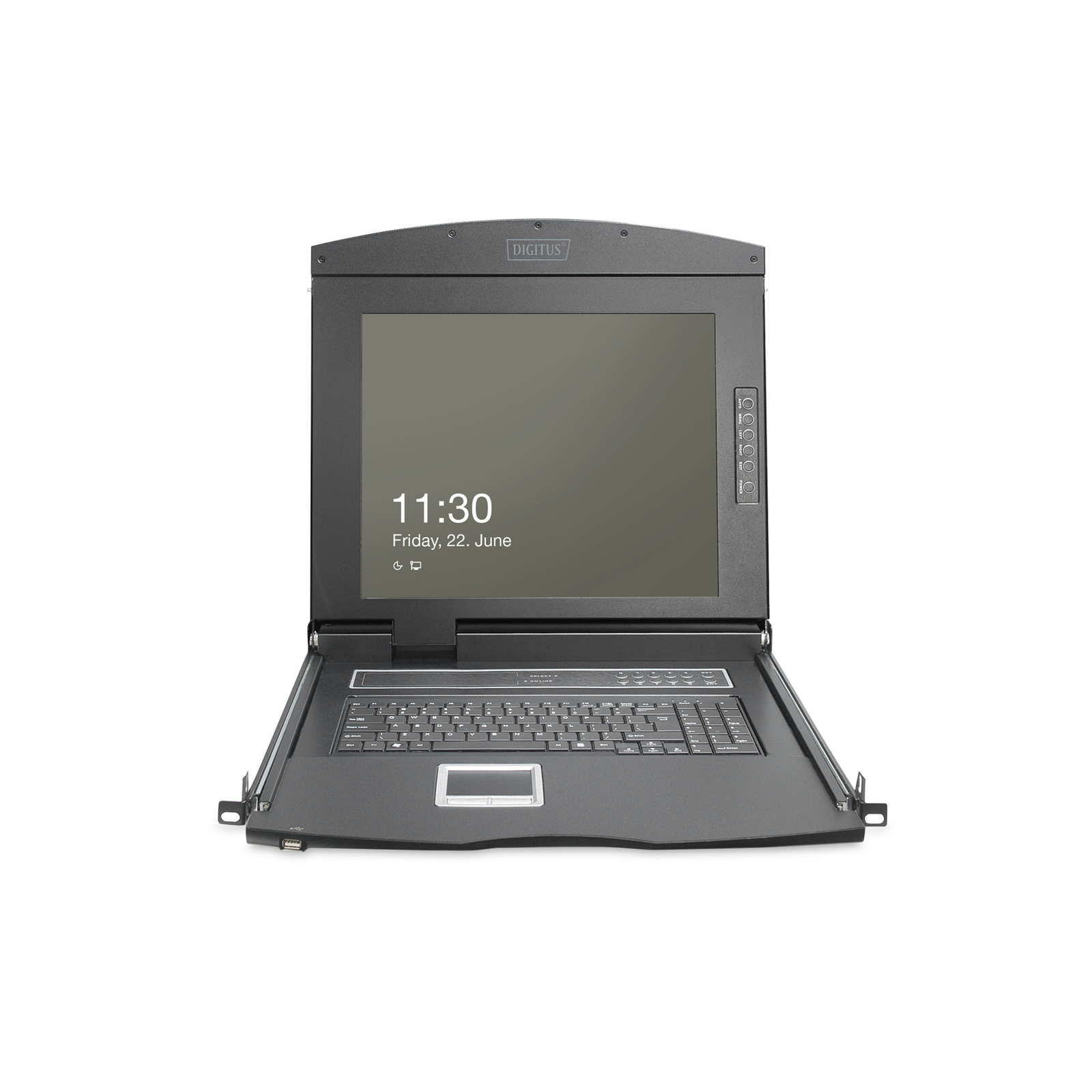 DIGITUS Modular HD LCD KVM Console19inch TFT 16-port VGA Connection Touchpad German Keyboard Layout