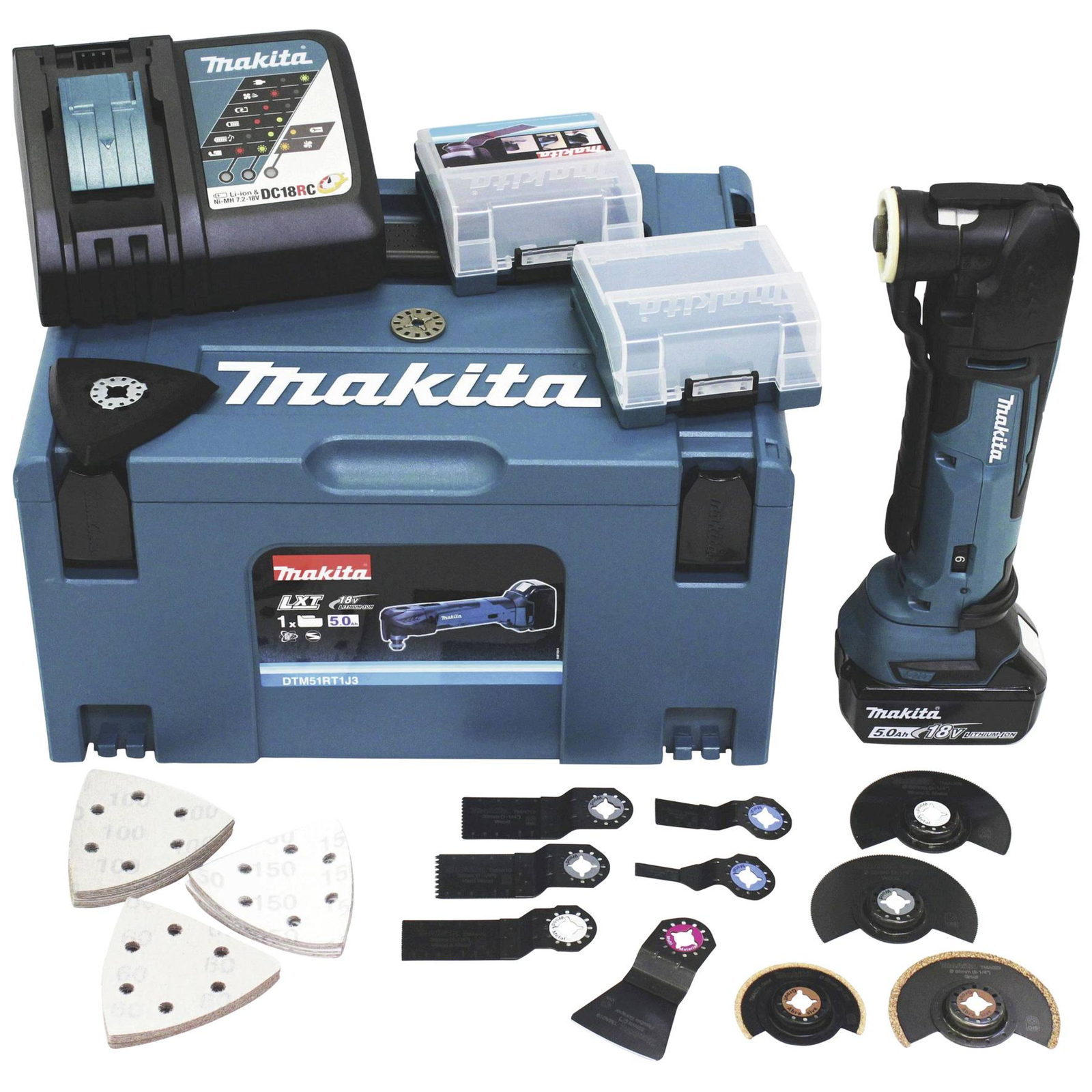 Makita Cordless Multifunction Tool DTM51RT1J3 Blue Black Li-ion Battery 5.0 Ah in MAKPAC Size 3