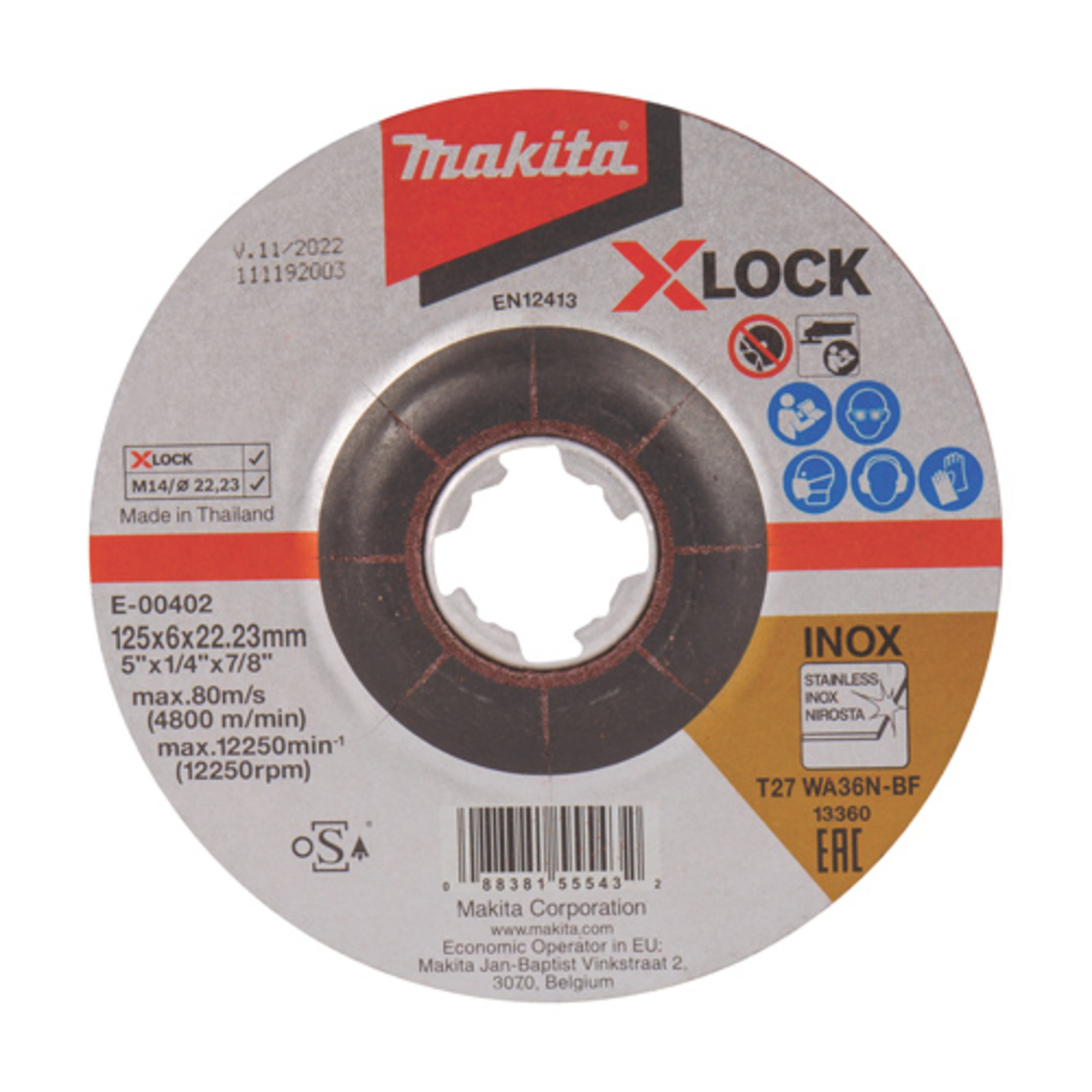 Makita E-00402 Grinding Disc Metal Makita 2.22 Cm 12.5 Cm 6 Mm