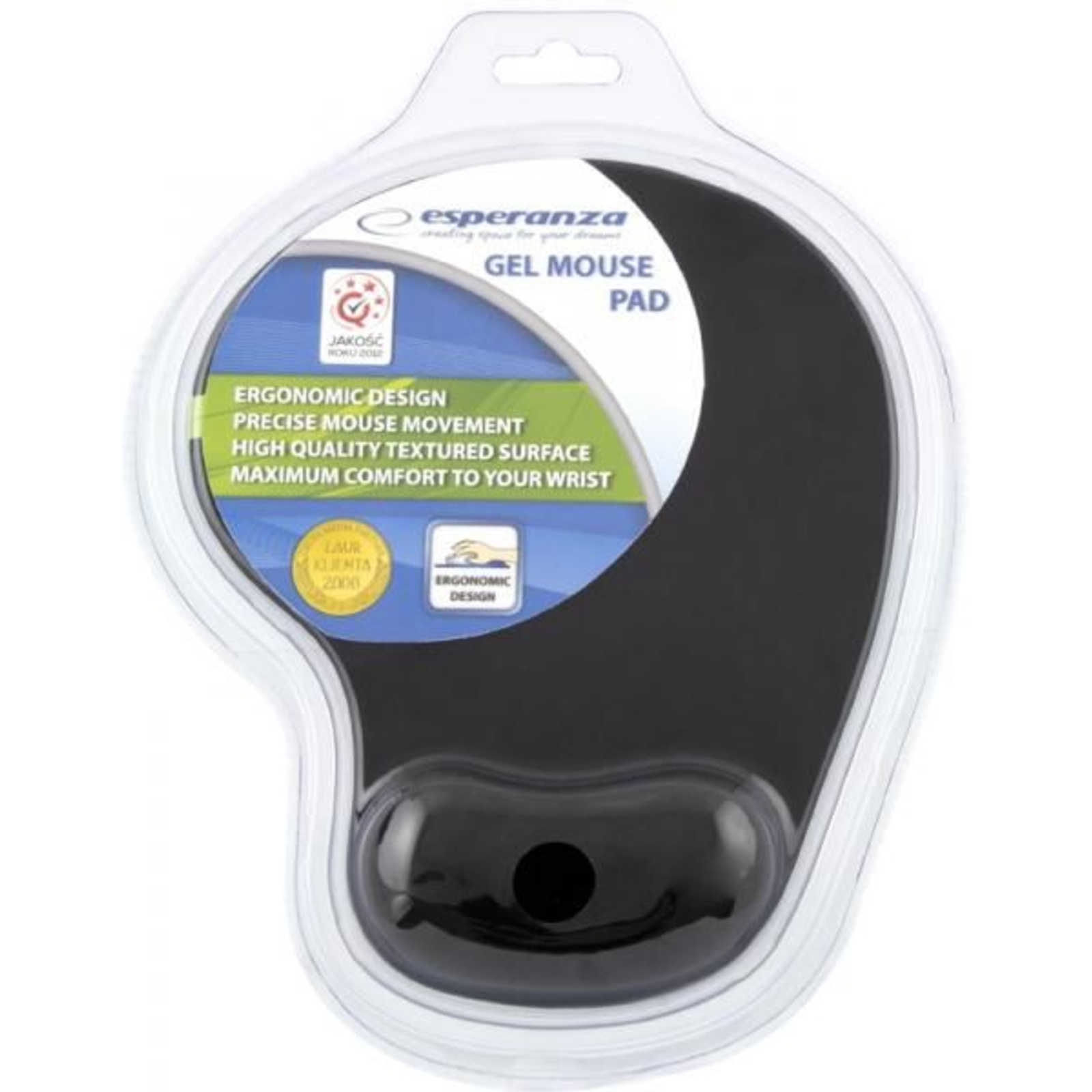 Esperanza EA137 Mouse Pad with Gel Wrist Rest (Black)