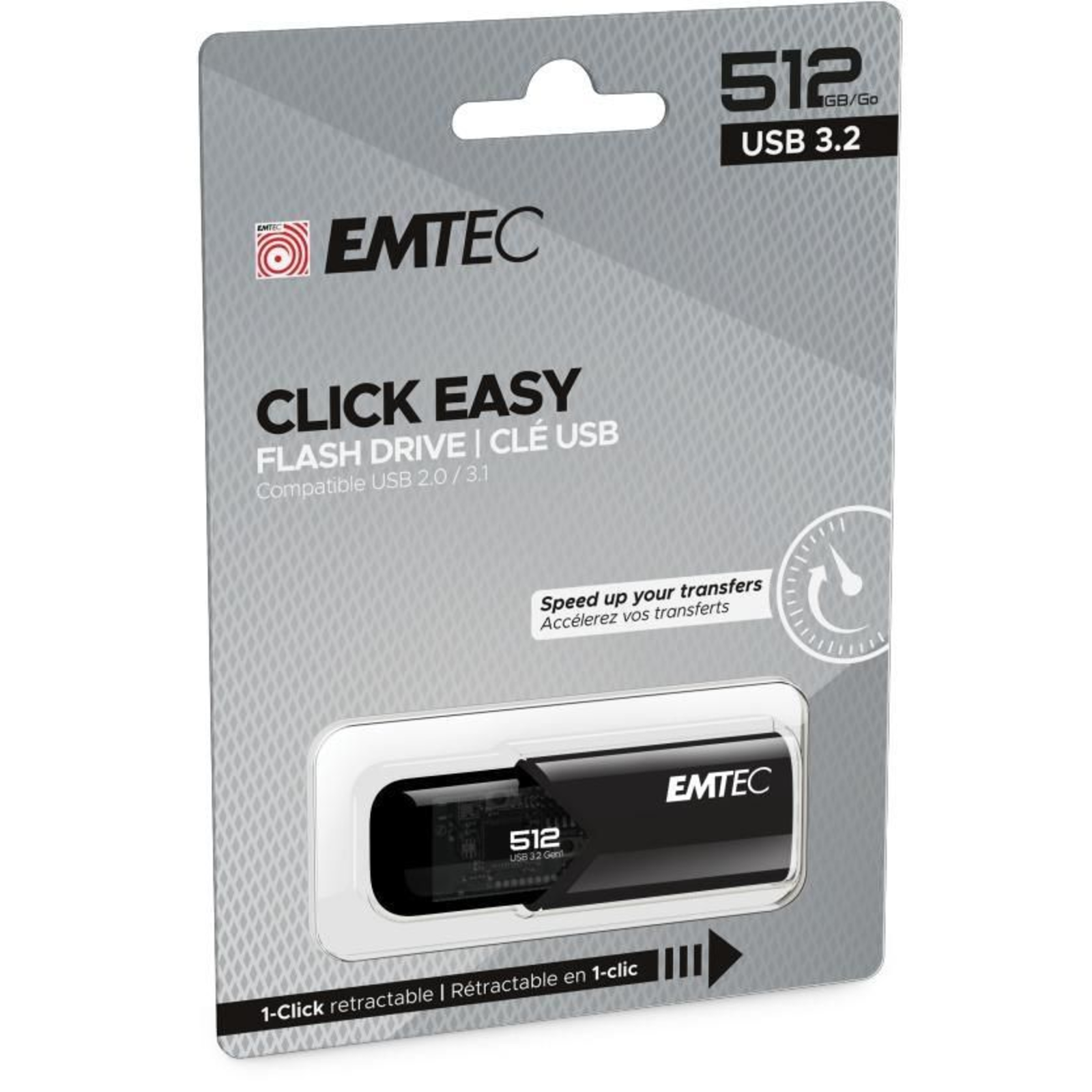 Emtec USB Stick 512GB B110 USB 3.2 Click Easy Black