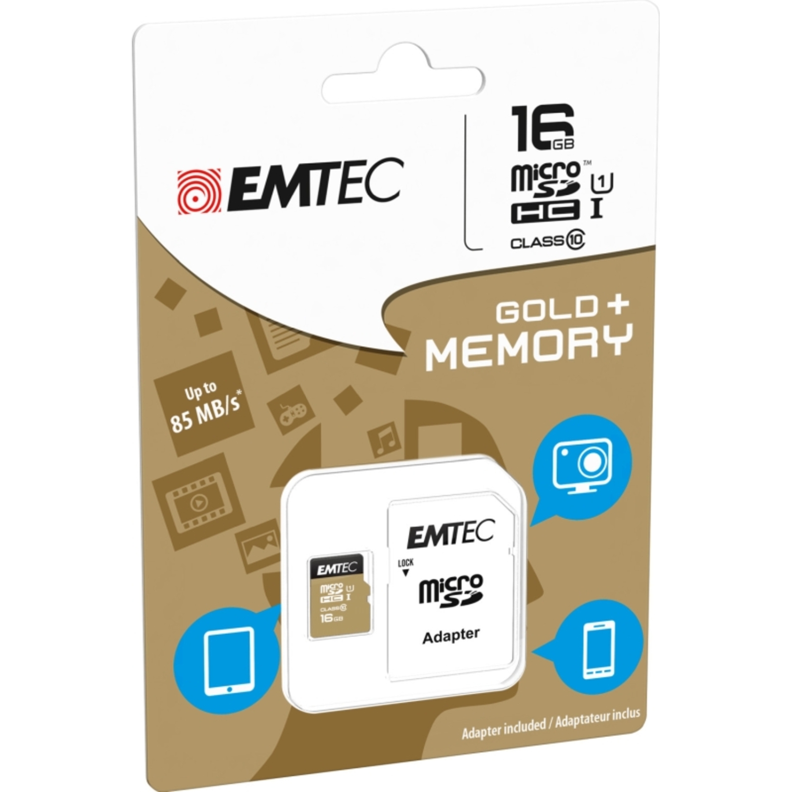 EMTEC gold+ Flash Memory Card (SD Adapter Included)