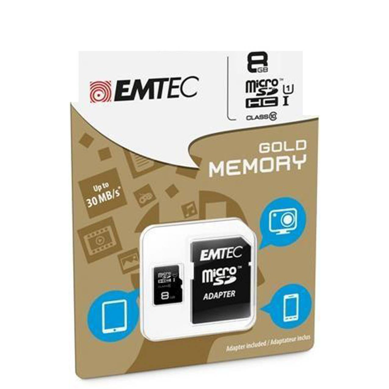 EMTEC gold+ Flash Memory Card (SD Adapter Included)