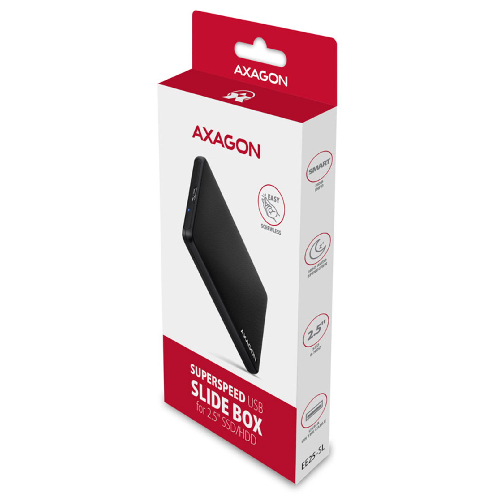 Axagon EE25-SL External 2.5inch Enclosure USB 3.0 SATA III USB-A Black
