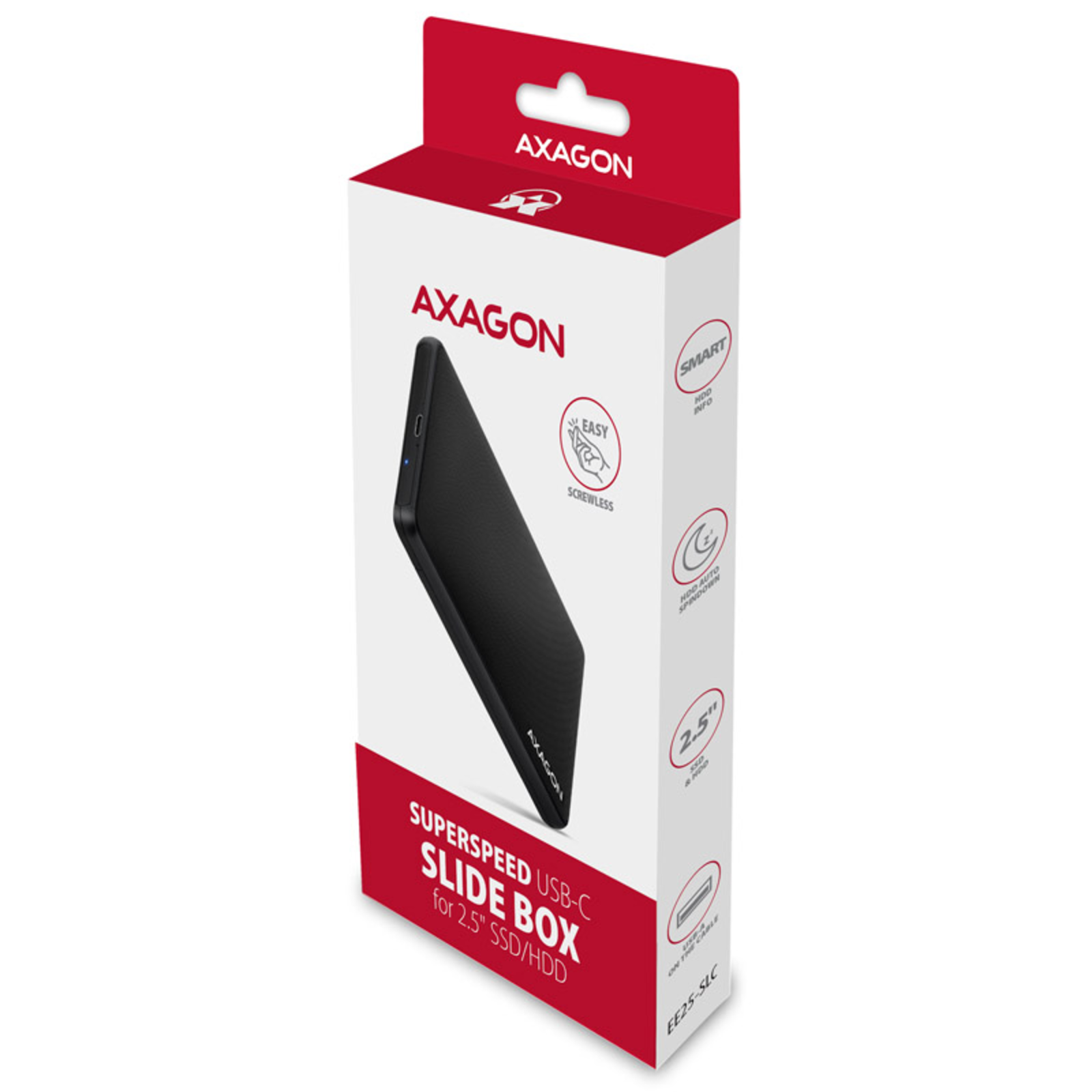 AXAGON EE25-SLC HDD/SSD Enclosure 2.5 Inches Serial ATA III 6 Gbit/s USB Connection Black
