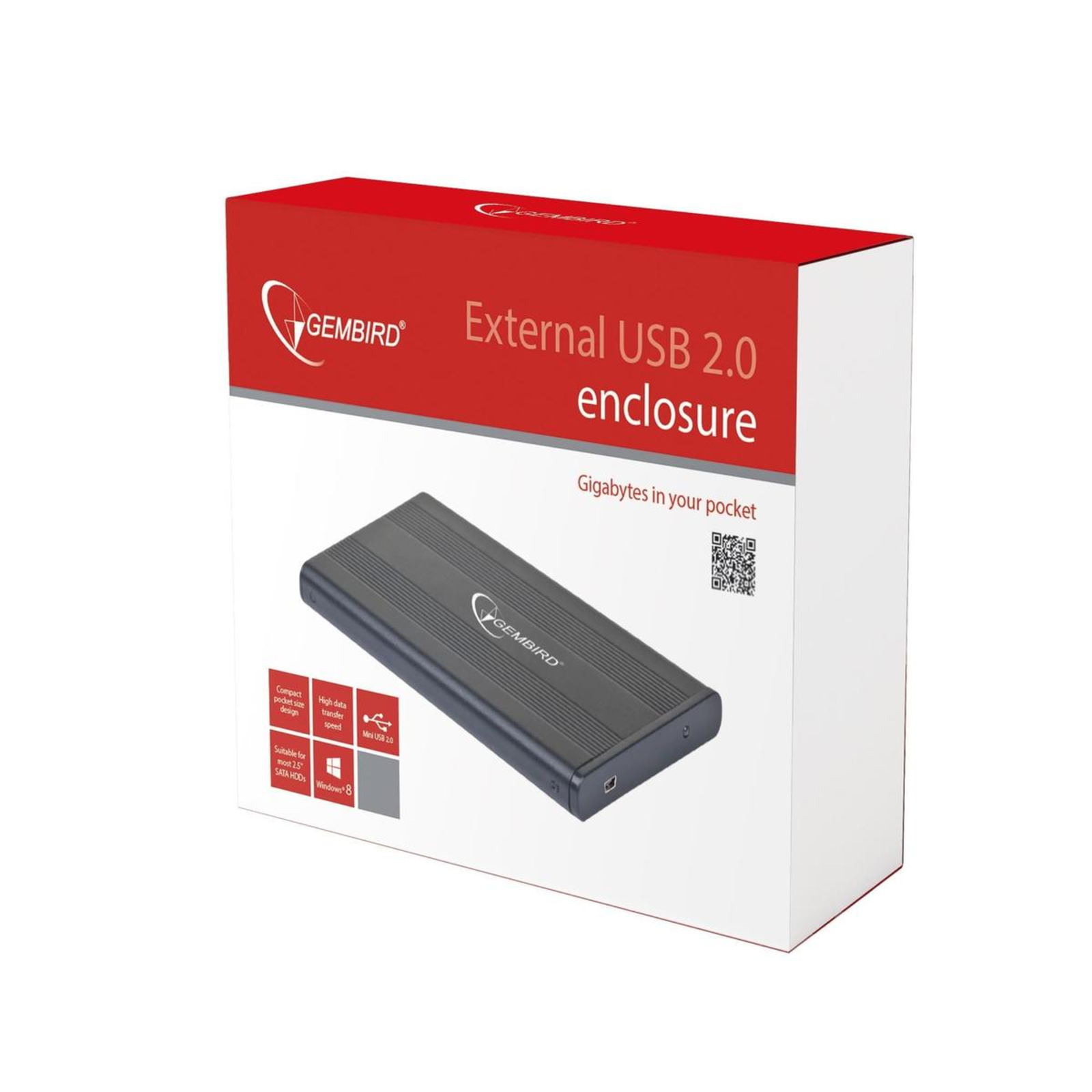 Gembird EE2-U2S-5 Storage Drive Enclosure HDD Enclosure Black 2.5inch