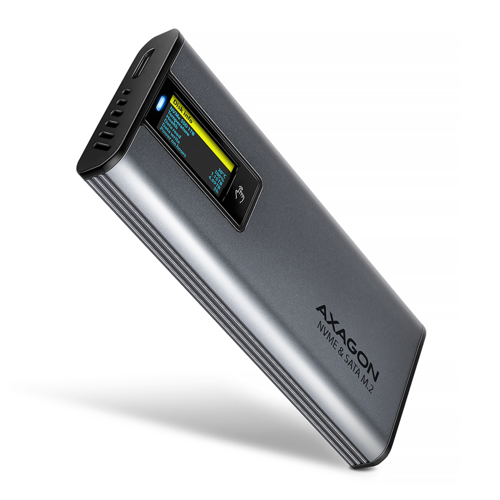 Axagon EEM2-SD2 USB-C 3.2 External Enclosure S-ATA/NVMe M.2 Type 2280 (Black)