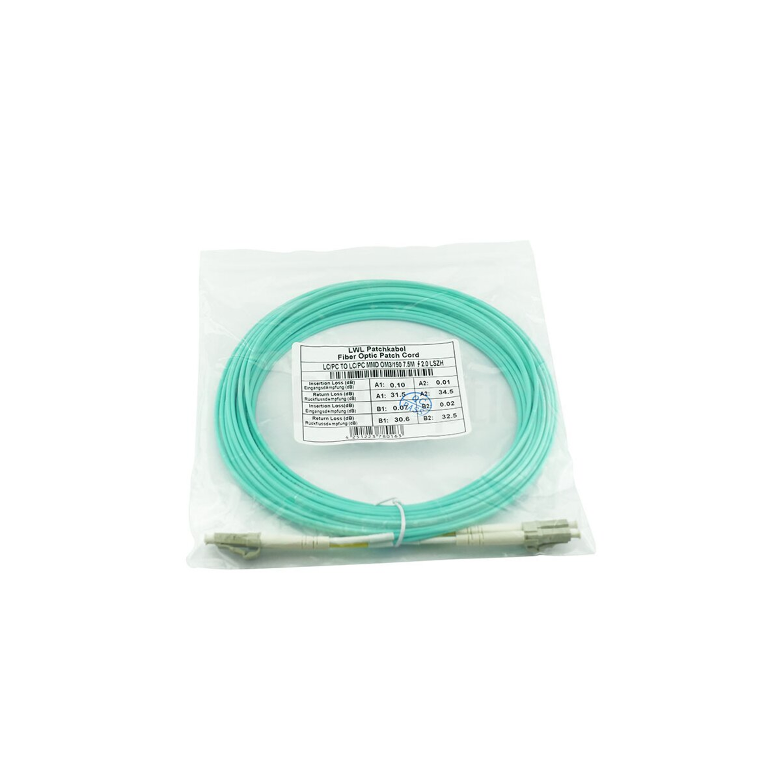 BlueOptics Black Box EFE350-0015M-AQ-R Compatible LC-LC Multimode OM3 Patch Cable 15m