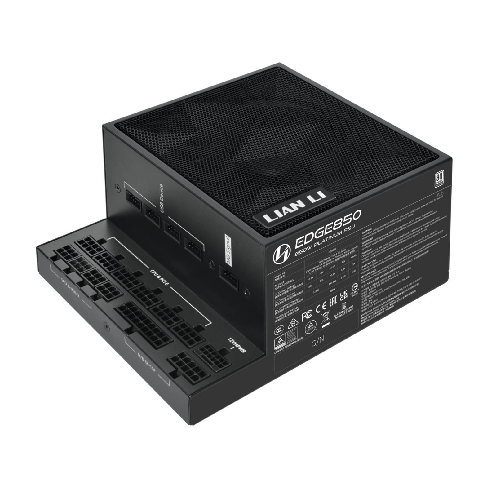 Lian Li EDGE EG0850 80 PLUS Platinum Power Supply PCIe 5.1 ATX 3.1 850 Watt Black