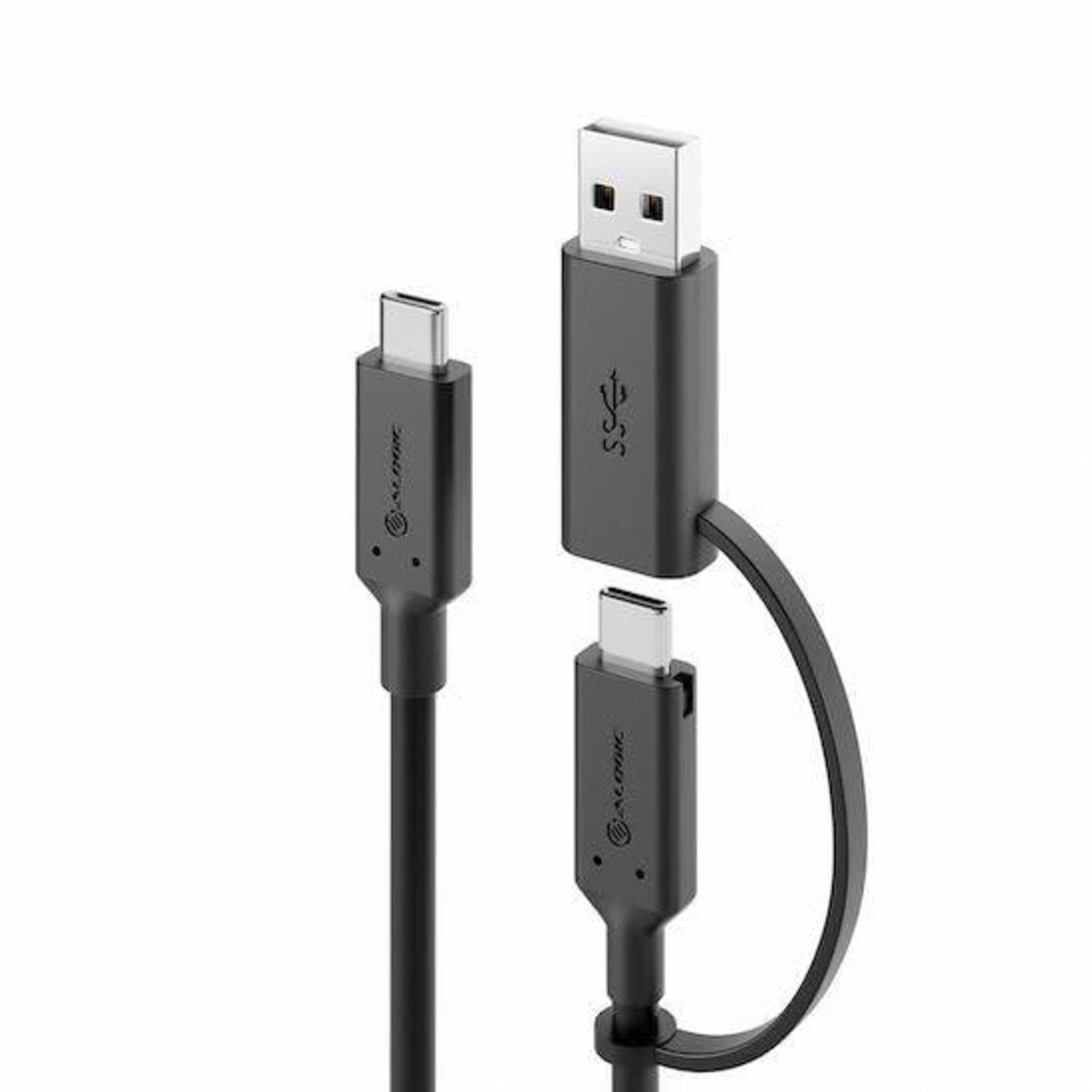 Alogic USB C Cable Type C -C USB +A Adapter MM 1.2m Black