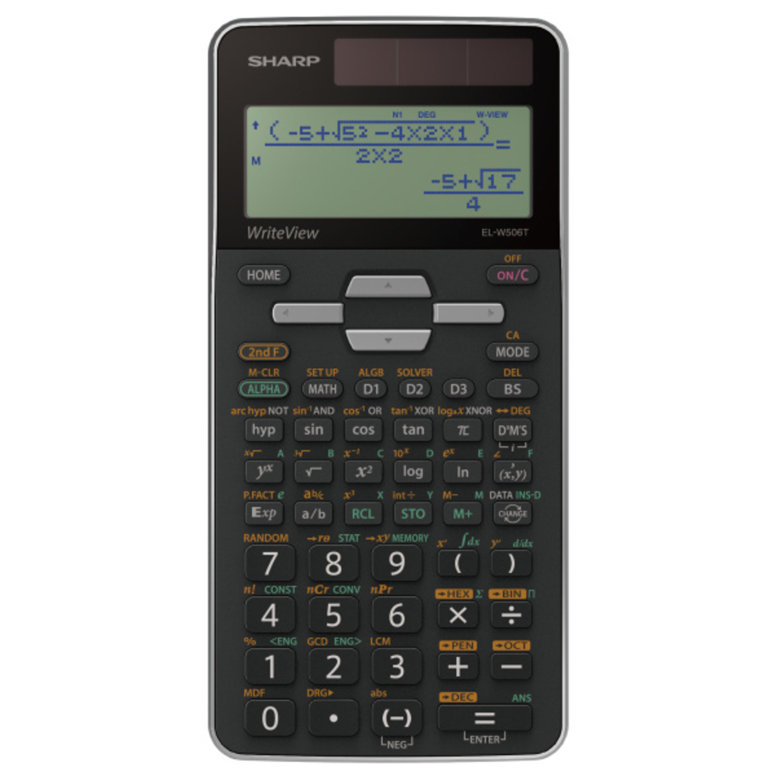 Sharp ELW506 T-GY School Calculator Black/Silver Display Digits 16 Battery-powered Solar-powered