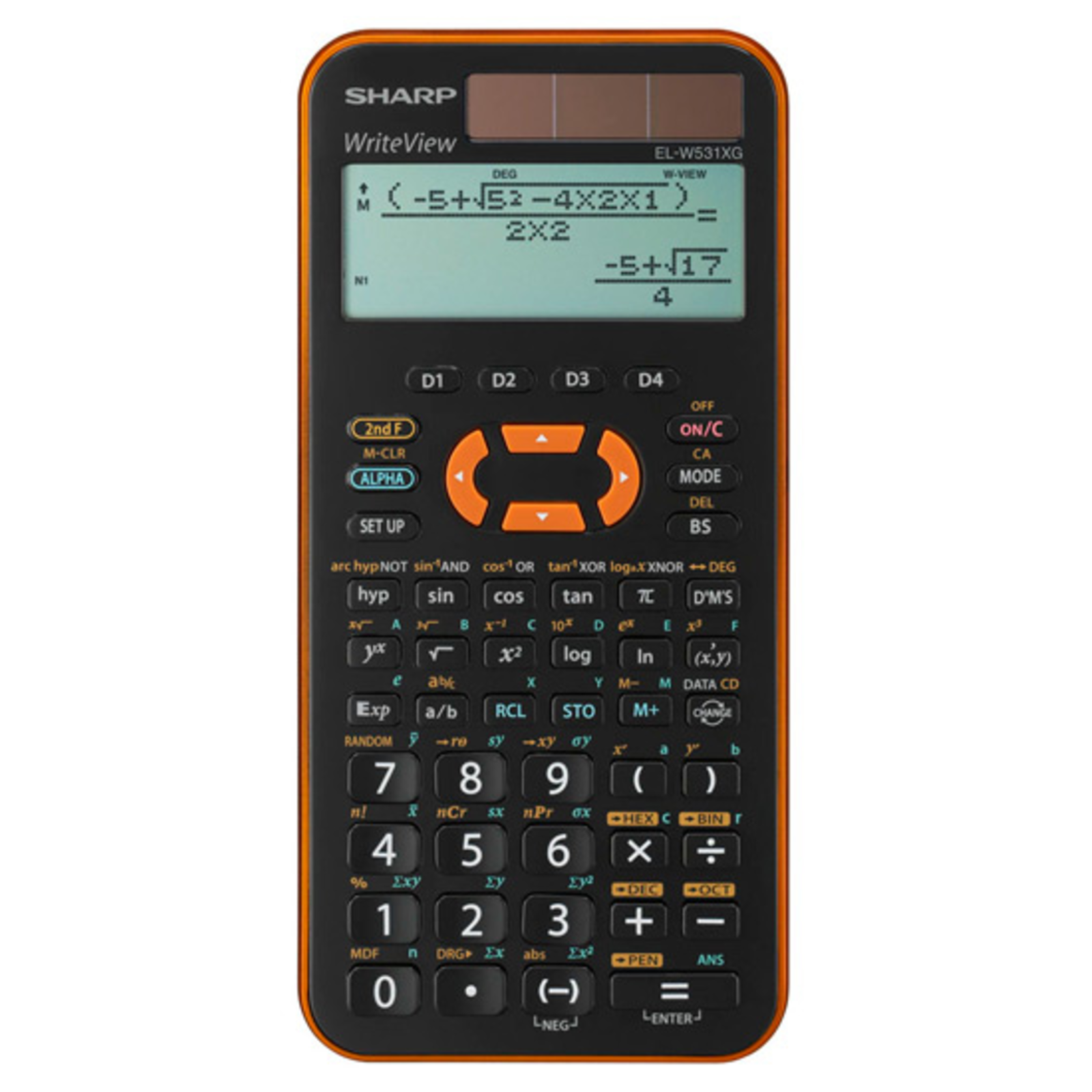 Sharp EL-W531 XG School Calculator orange Display Digits 12 Solar-powered Battery-powered W X H D