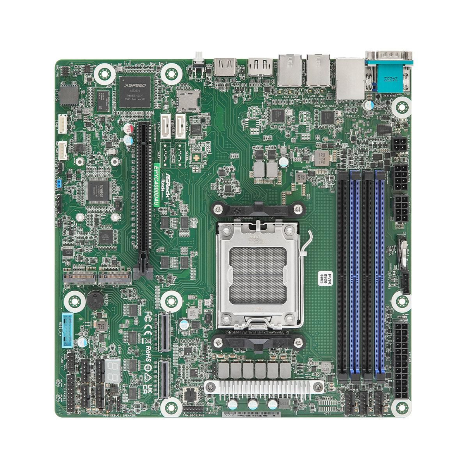 ASRock Motherboard EPYC4000D4U Micro-ATX Single Socket AM5 Motherboard AMD Socket AM5 (Ryzen Zen4)