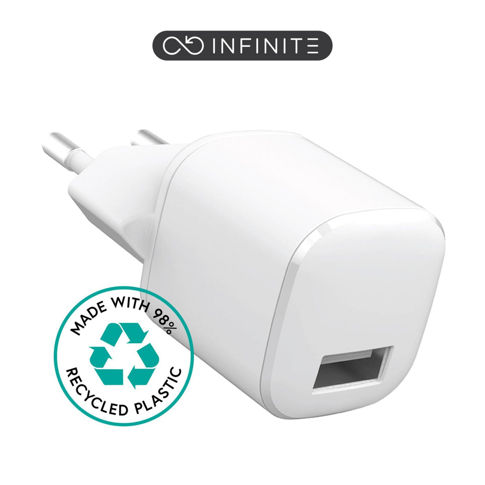 eStuff INFINITE USB-A Charger EU 12W. 1 X USB-A. White.