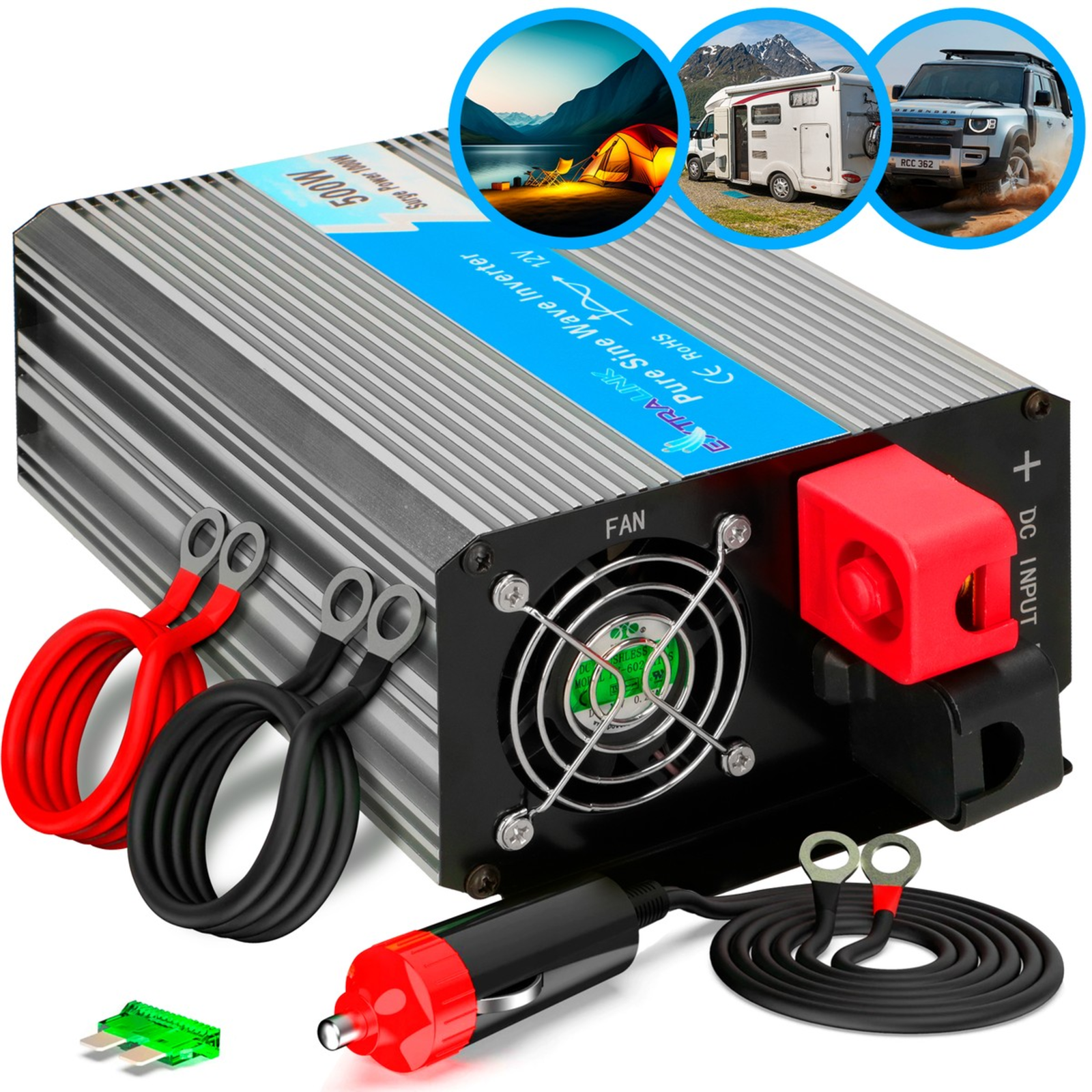 Extralink OPIP-500W Voltage Converter 12V 500W Pure Sine