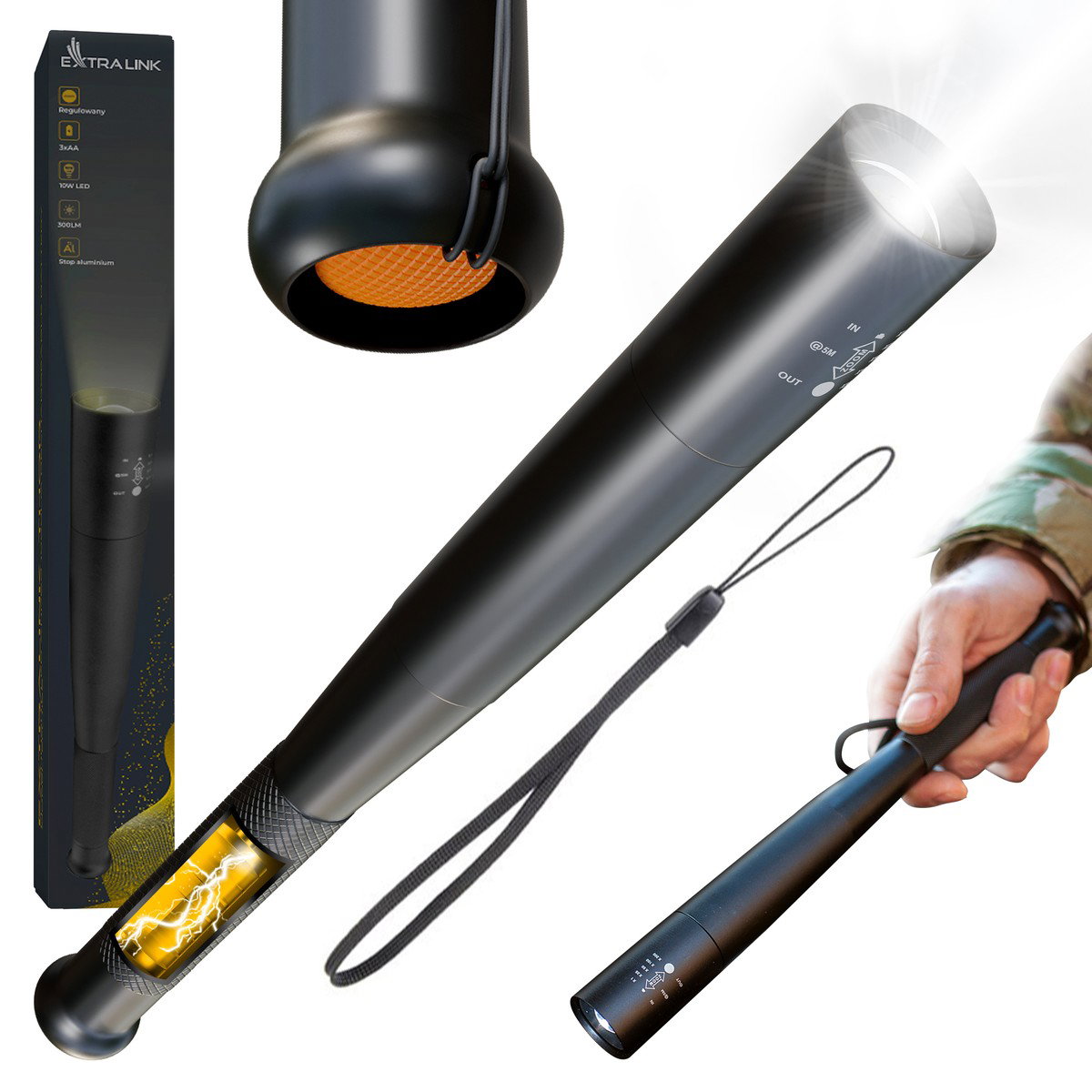 Extralink EFL-1101 Combat Baseball Bat Flashlight 10W 300lm