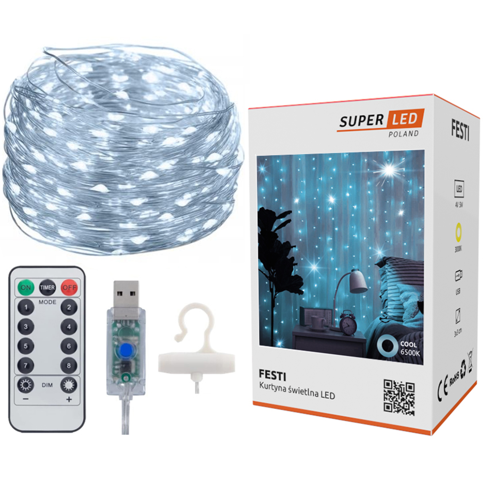 Extralink LED Curtain 3x3 + Remote Control